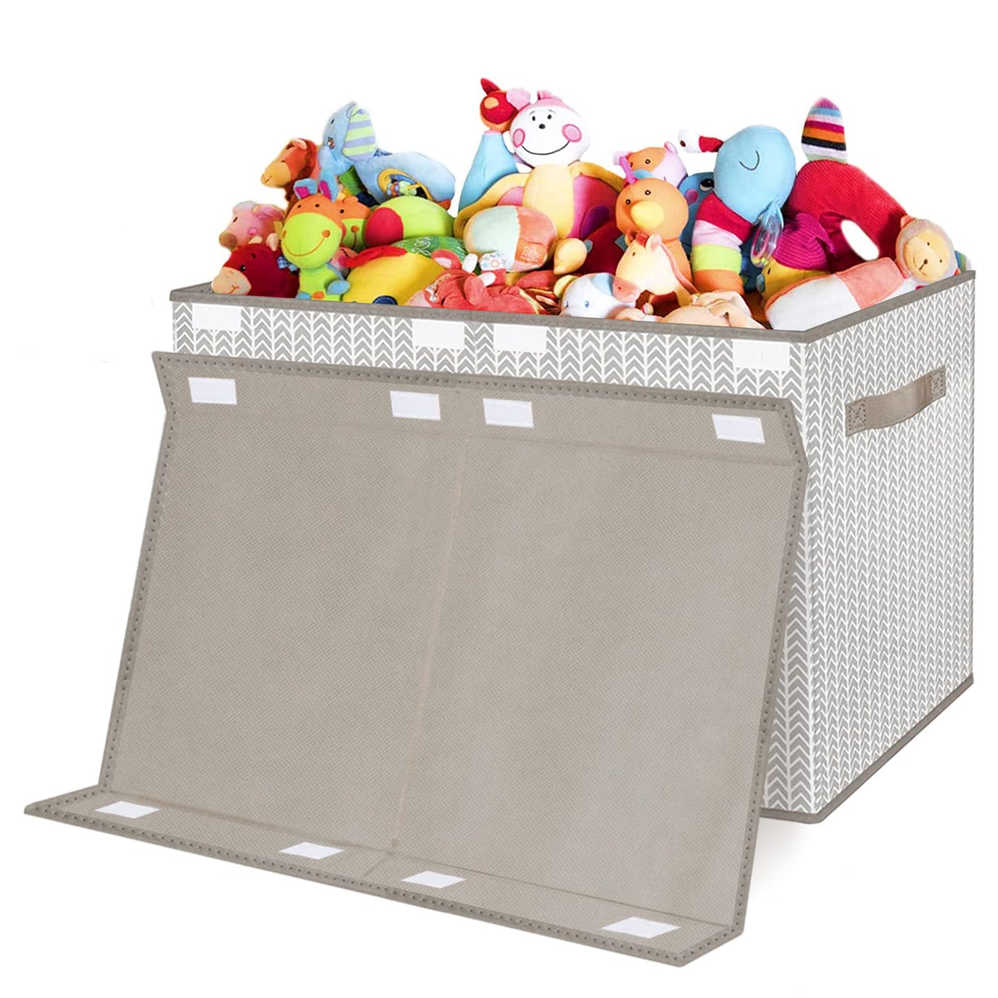 Toy Chest Box Organizer Bins for Boys Girls, Kids Large Collapsible Storage Box Container Sturdy with Fabric Flip-Top Lid & Handles for Clothes, Blanket, Nursery, Playroom, Bedroom(Grey)