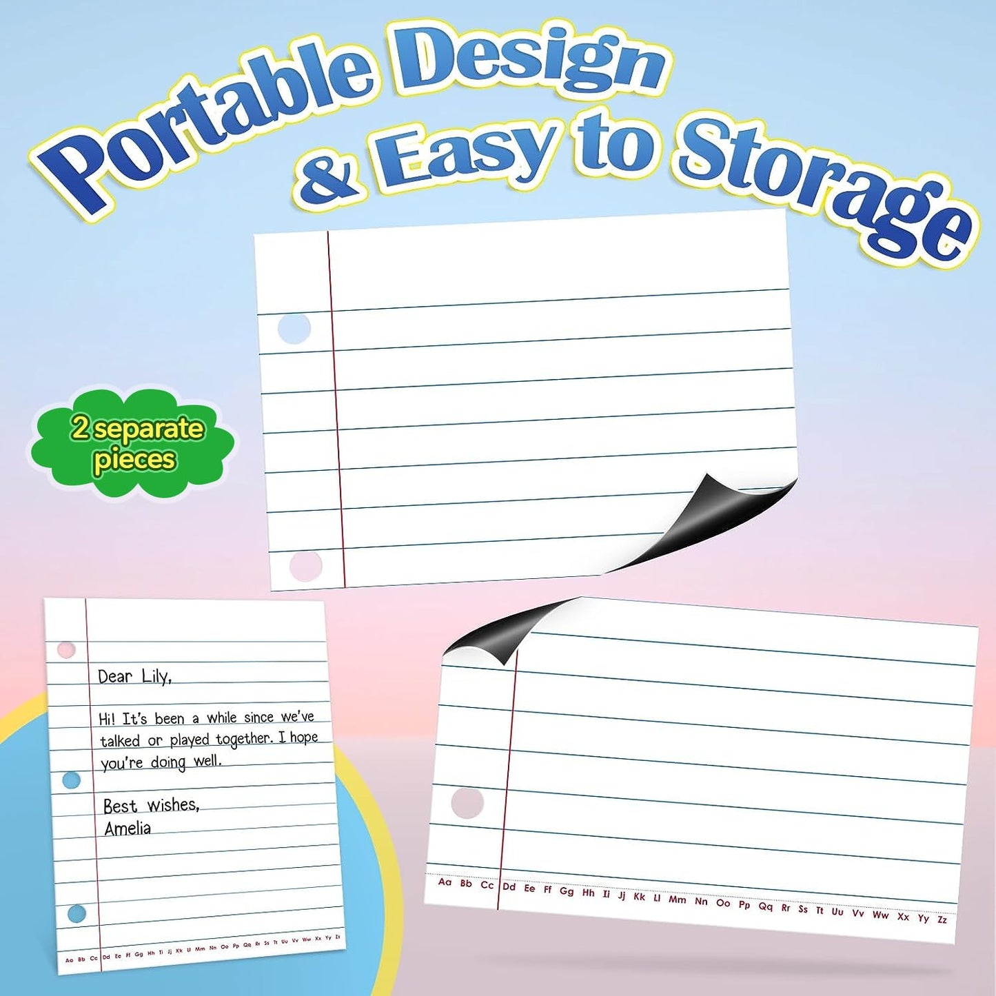 Aizweb Giant Magnetic Notebook Paper,Dry Erase Handwriting Lined for Classroom Whiteboard Accessories, Chart Paper Teacher Must Have Homeschool Teaching Supplies,Teacher Essential,17" x 21.5"