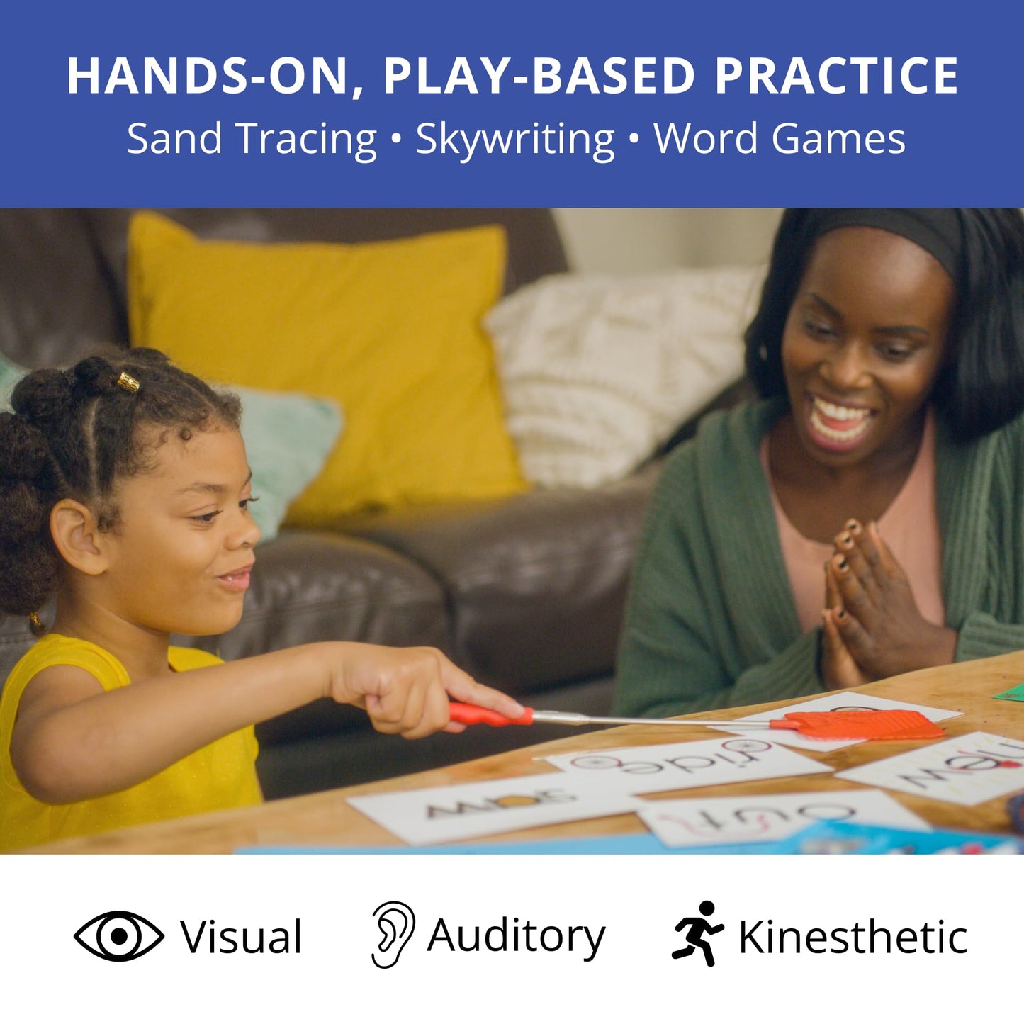 Eyewords Multisensory Sight Word & Phonics Flash Cards, Set 2 (High-Frequency Words 51-100) - Kinesthetic Learning, Picture-Embedded - Pre-K - Grade 2 - Homeschool & Classroom Use - Model EW-23