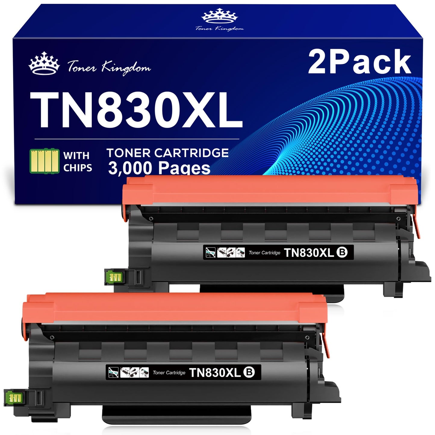with Chip TN830XL Toner Cartridges Compatible Replacement for Brother TN830BK TN-830 XL Work with DCP-L2640DW HL-L2460DW MFC-L2820DW HL-L2400D HL-L2405W HL-L2865DW Printer Toner (2 Black)