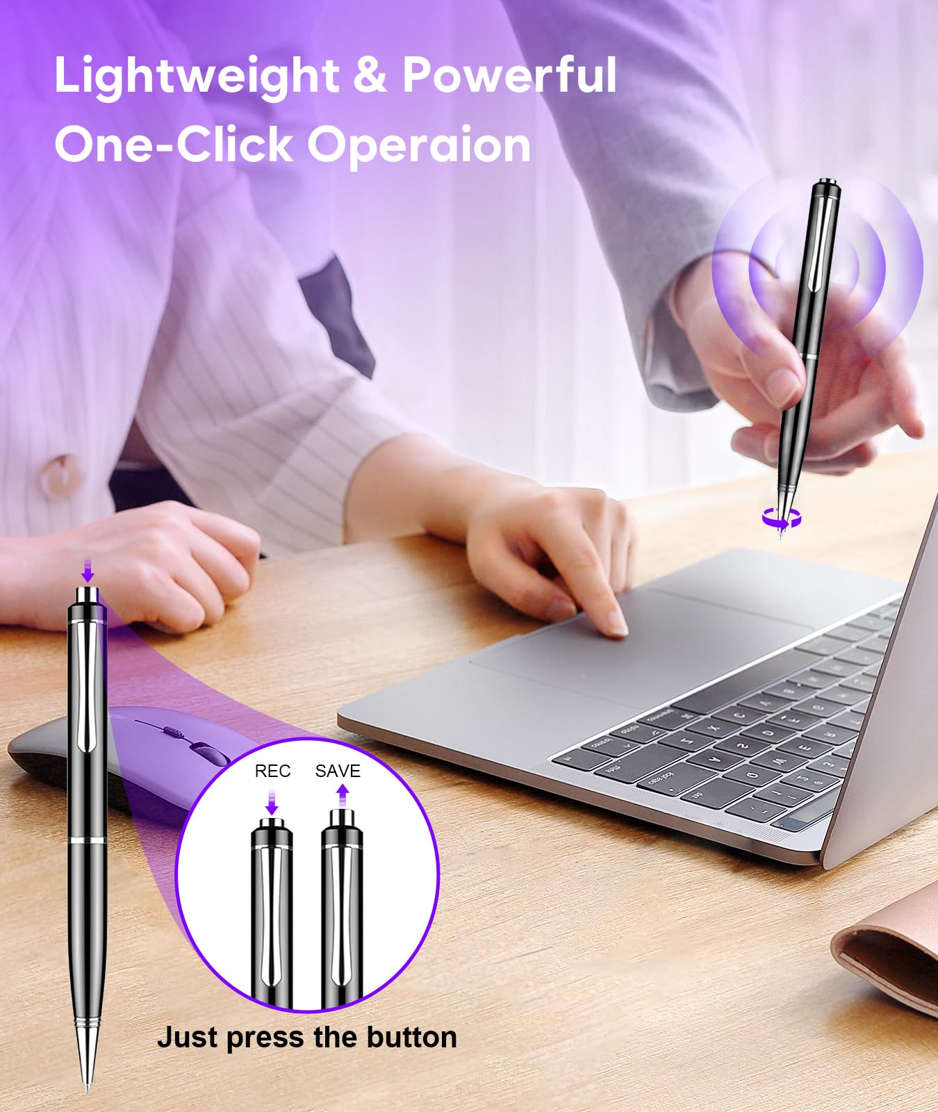 128GB Digital Voice Recorder - 9600 Hours Voice Activated Recorder with Noise Reduction for Lectures Meetings Classes, Professional Sound Audio Recorder Dictaphone Tape Recording Device with Playback