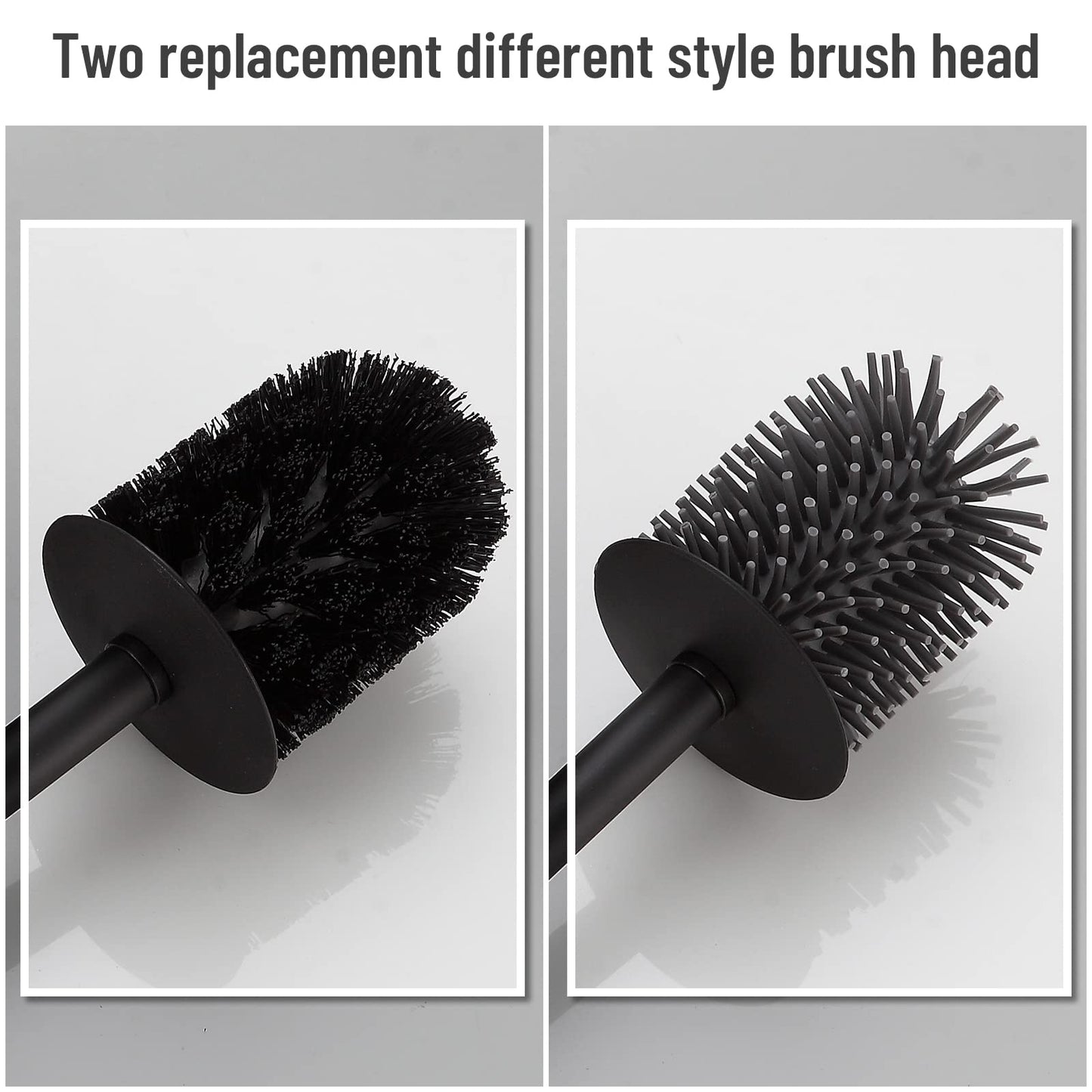 BVL Toilet Brush and Holder Black Toilet Bowl Brush for Ceaning with Stainless Steel Handle Freestanding