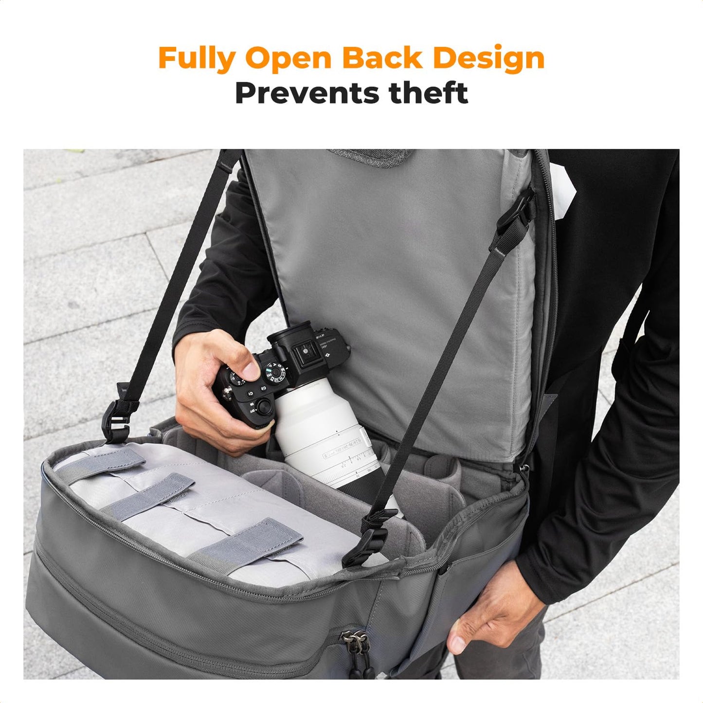 K&F Concept Camera Backpack, Camera Bags for Photographers Large Capacity Camera Case with Raincover,15-15.6 Inch Laptop Compartment Compatible for Canon/Nikon/Sony/DJI Mavic Drone(Beta Backpack 20L)