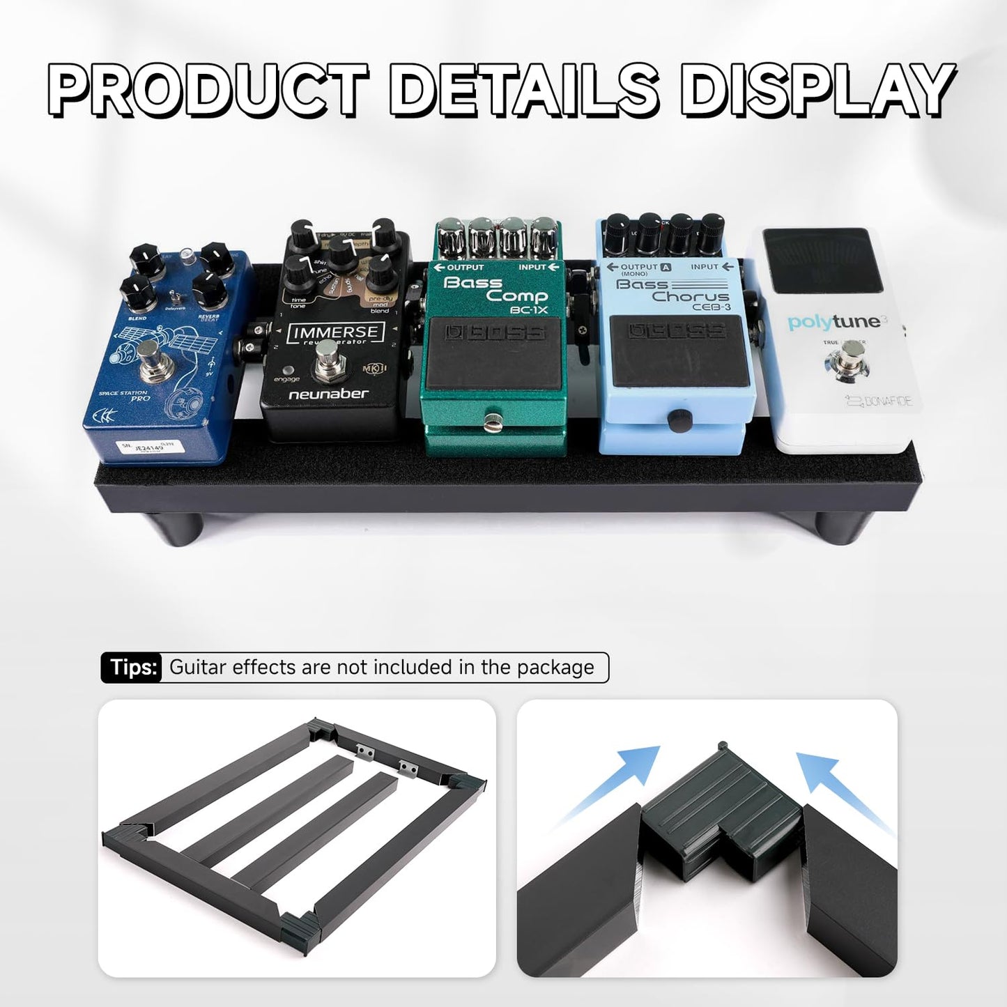 Ghost Fire Guitar Pedal Board Aluminum Alloy 0.8lb Super light Effect Pedalboard13.7''x5.5'' with Carry Bag,SPL-01