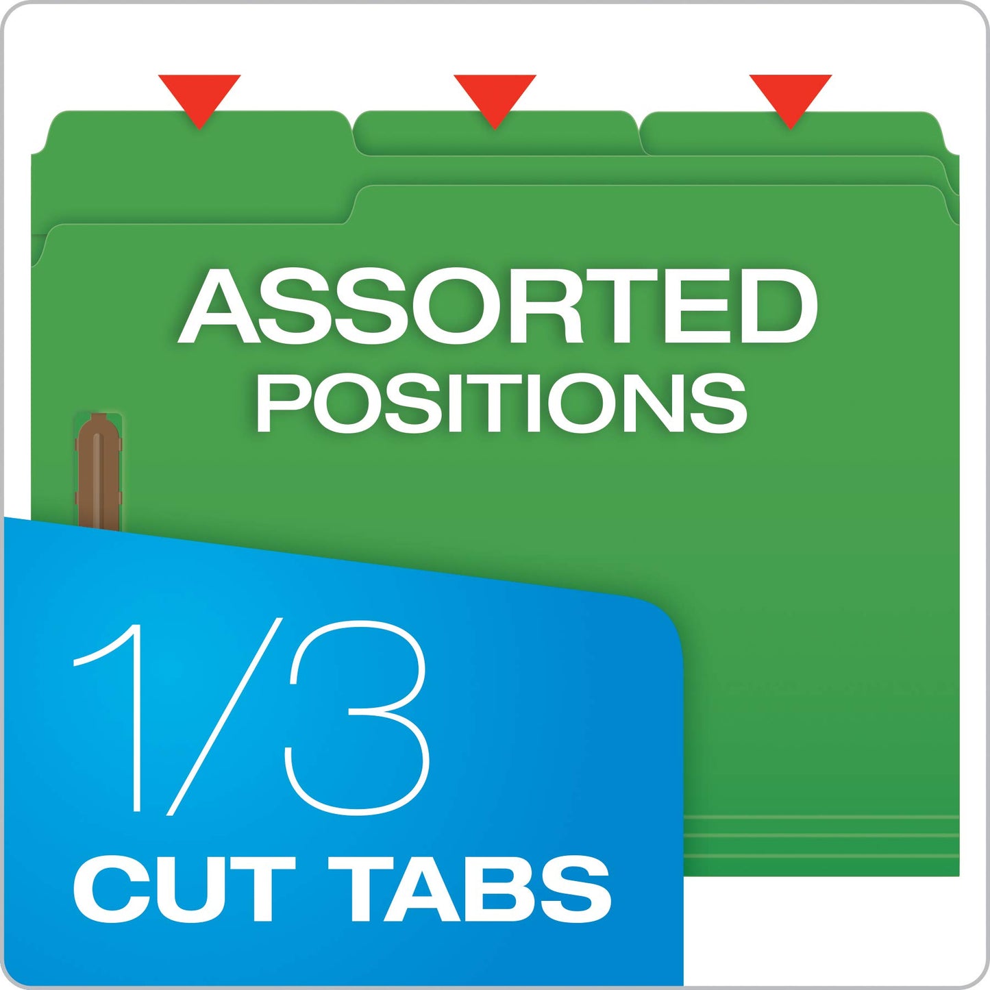 Globe-Weis Fastener Folders, 1/3 Cut Reinforced Tab, 2 Fasteners, Letter Size, Green, 50 Folders Per Box (22140GW)