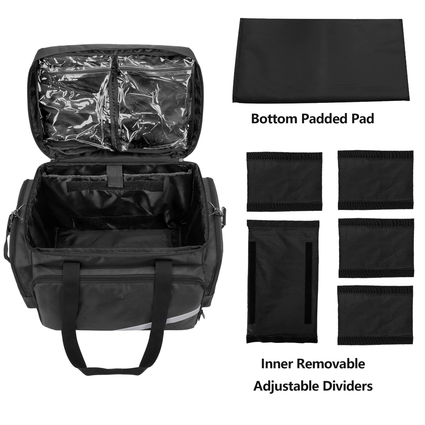 Trunab Rolling Medical Bag with Detachable Trolley, Nurse Rolling Bag with Removable Dividers 15.6” Laptop Sleeve, First Aid Responder Bag Empty for Home Health Nurses, Doctors, EMT, EMS