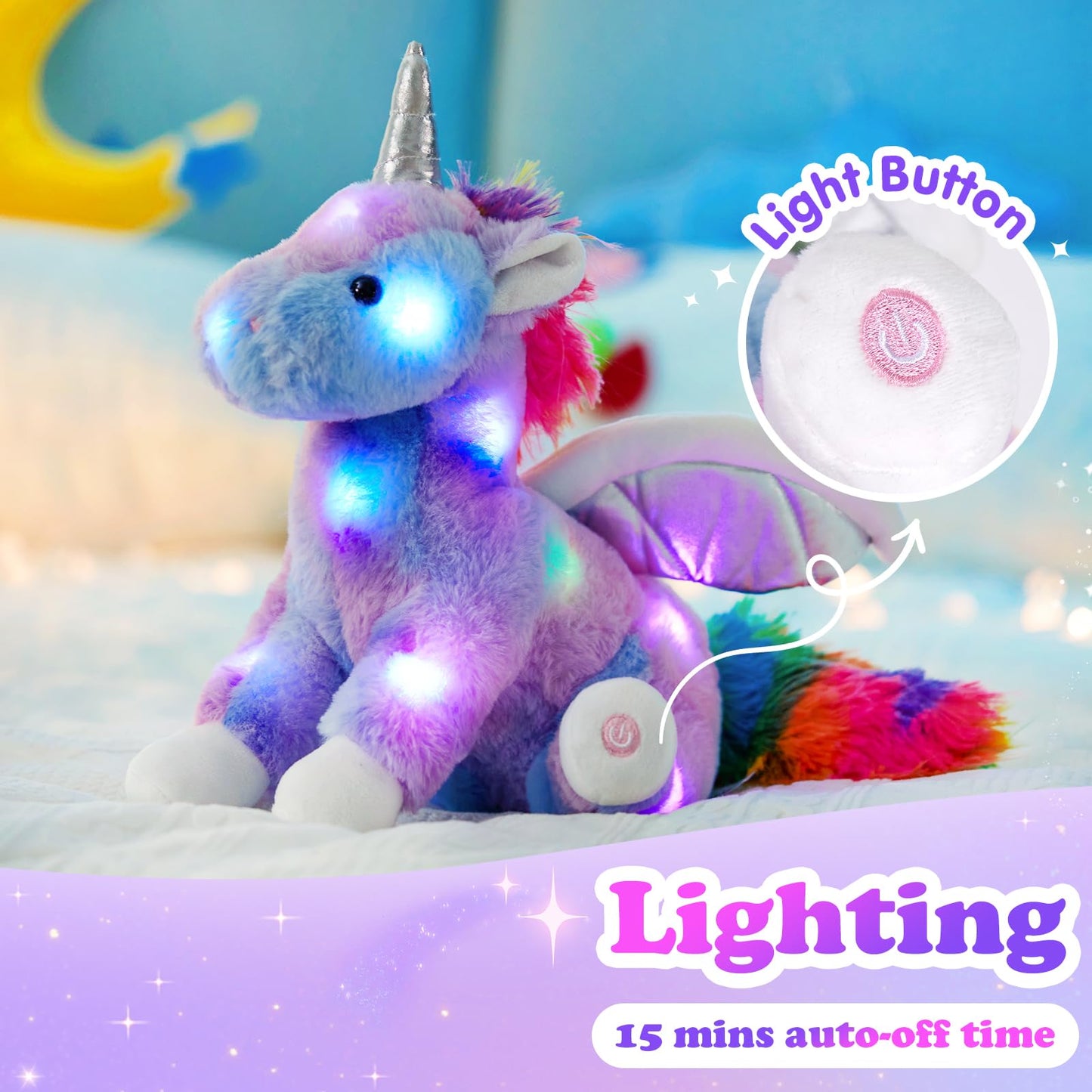 CozyWorld 42CM Unicorn Light up Unicorn Stuffed Animal Glowing Soft Plush Toys Decor Birthday Christmas Children's Day Gifts for Toddlers Boys Girls Kids