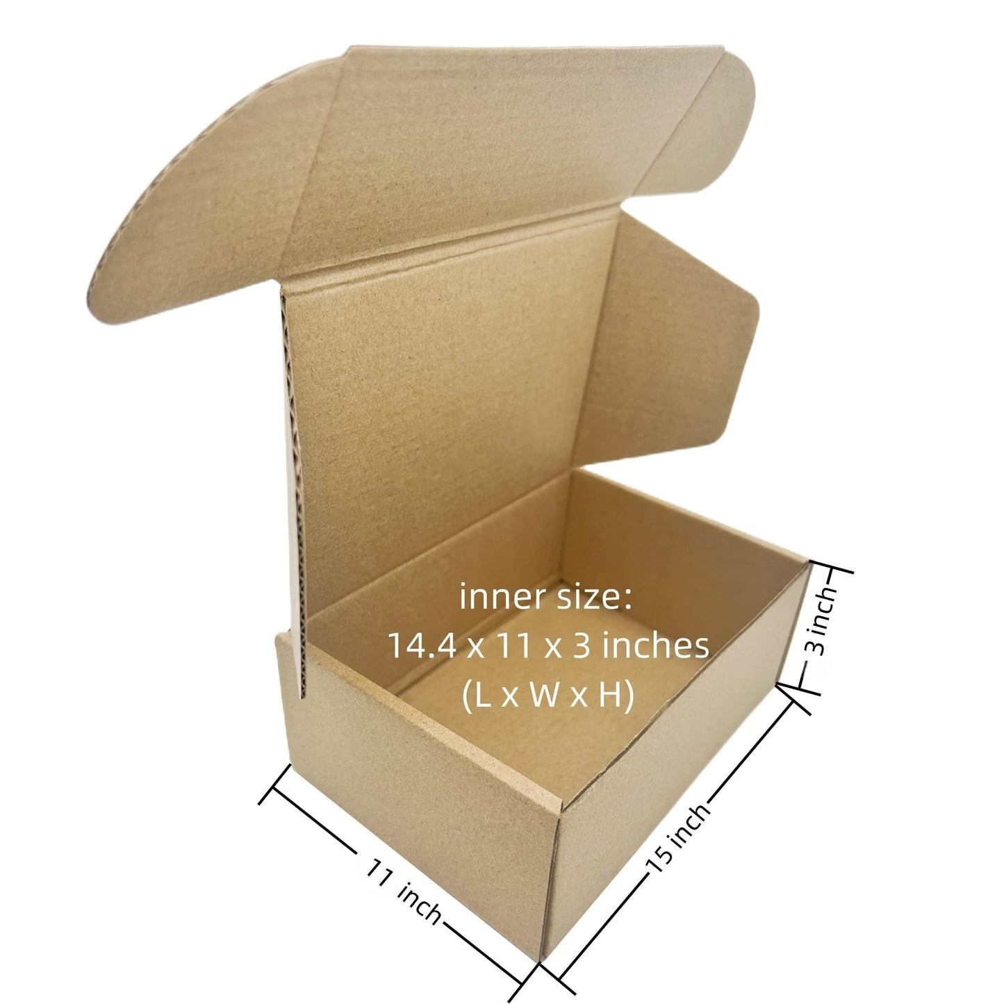 Small Corrugated Boxes Mailers 15x11x3 inch Kraft Corrugated Mailing Box for Shipping and Storage 20 Pack