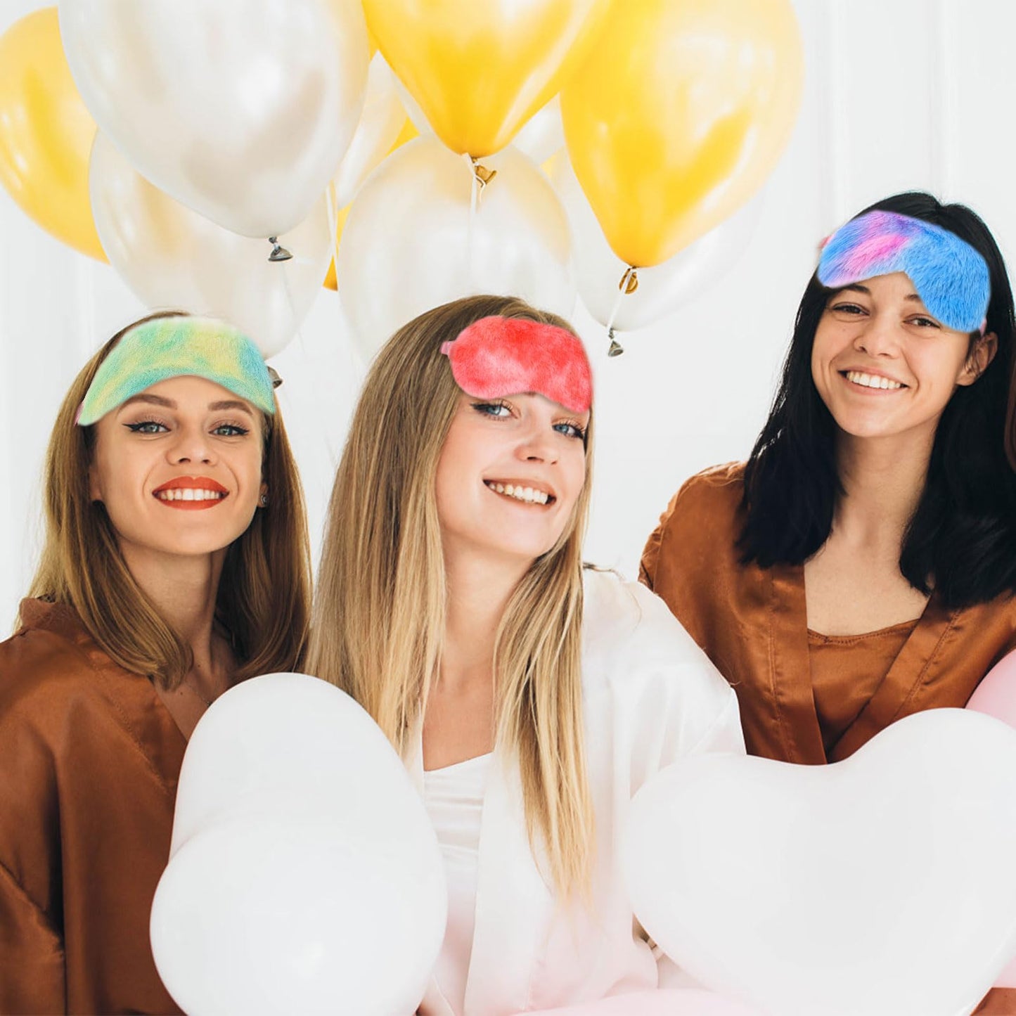 24 Pcs Sleepover Party Favors for Teenager Girl, Spa Headband for Washing Face Bow Makeup Headbands, Plush Sleep Eye Mask for Single Women Spa Pajama Party