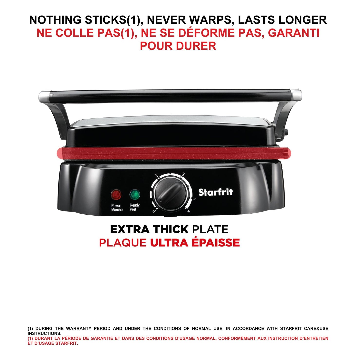 Starfrit The Rock Electric Panini Grill - 14" x 12" - Rock.Tec Non-Stick Cooking Surface - Opens 180 Degrees