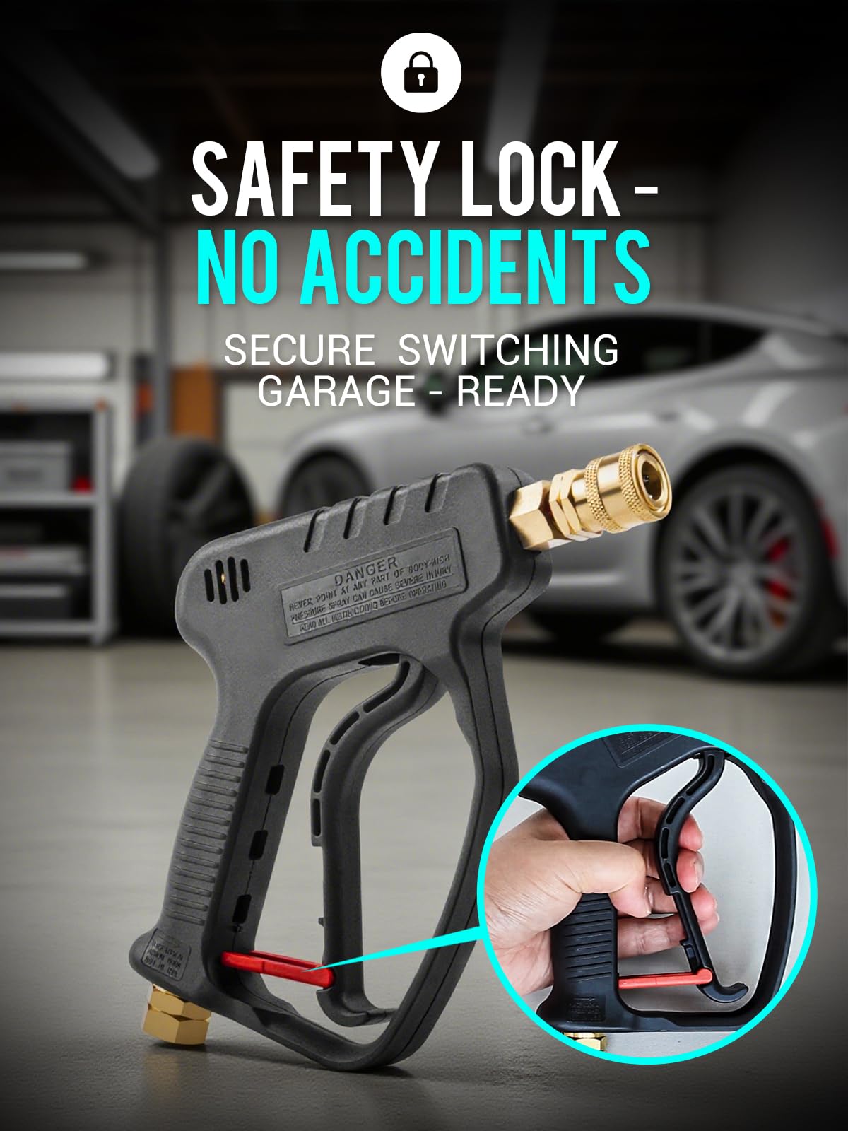 MEKOH Short Pressure Washer Gun, 5000PSI Stubby Pressure Washer Spray Gun for Car Wash, 10.5GPM Foam Gun with 3/8'' Quick Connect, High Pressure Washer Handle Gun with M22-14mm for Extension Wand/Hose