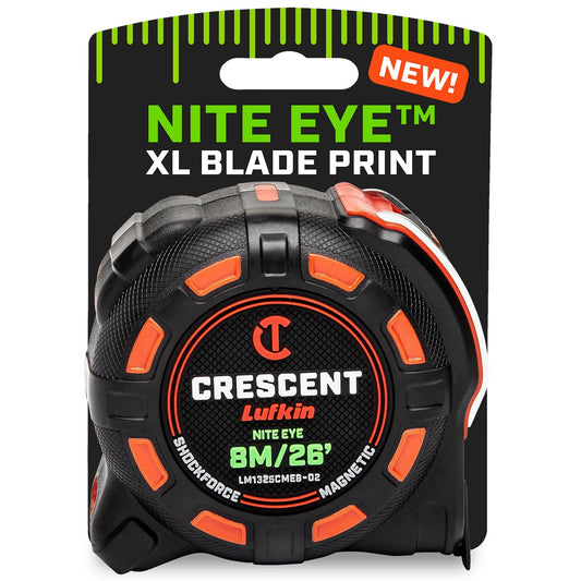 Crescent Lufkin 8 Meter / 25 Ft. SHOCKFORCE NITE Eye Magnetic Tape Measure | LM1325CMEB-02