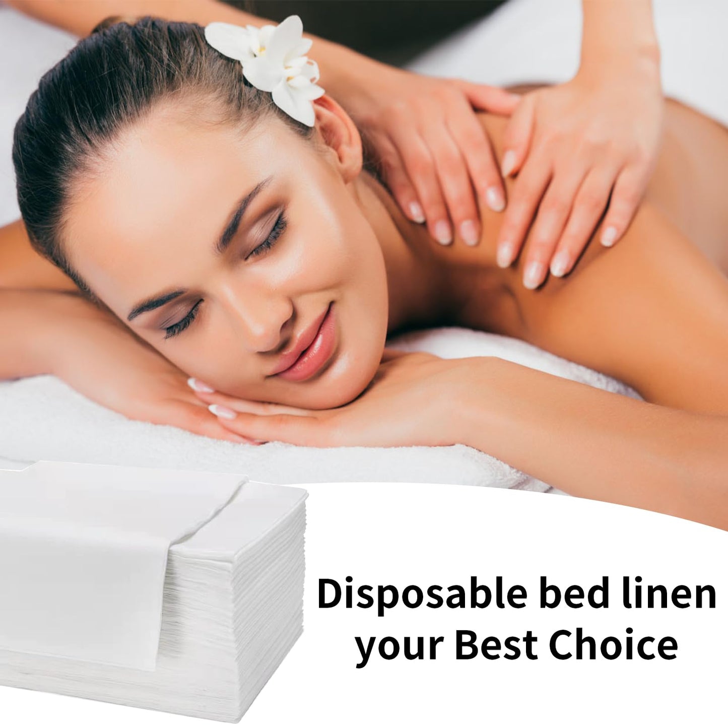 100 Pieces Disposable Massage Table Cover Sheets Non-Woven Fabric Spa Sheets Waterproof Disposable Bed Sheets Oil Proof for Spa, Beauty Salon, Hotels, 31.5 x 70.8 Inch (White)
