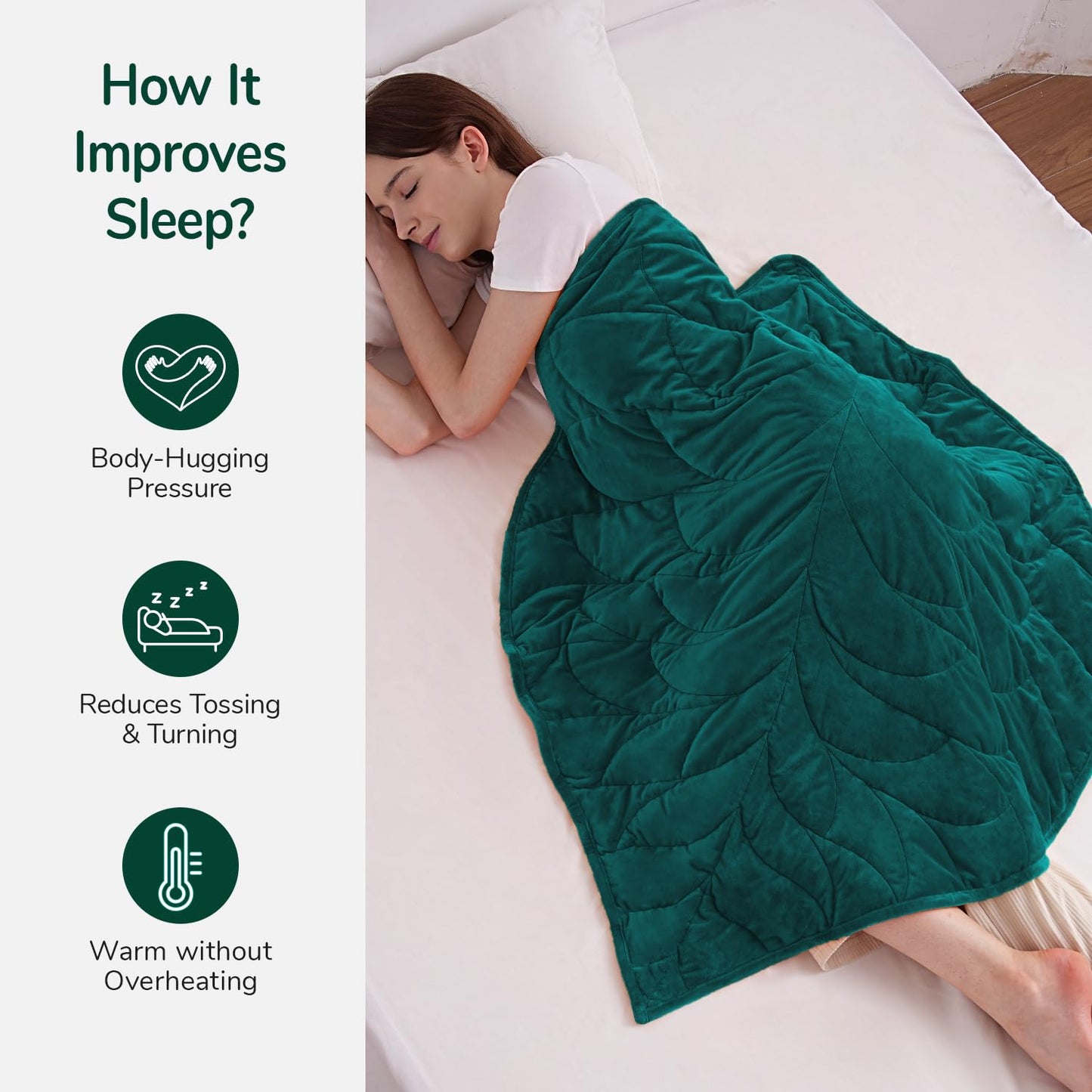 Kaisa Weighted Lap Blanket 7 lbs 41" x 53", Small Weighted Blanket for Adults, Cozy Luxury Crystal Velvet Weighted Blanket for Relaxation, All-Season Blanket, Machine Washable, Green