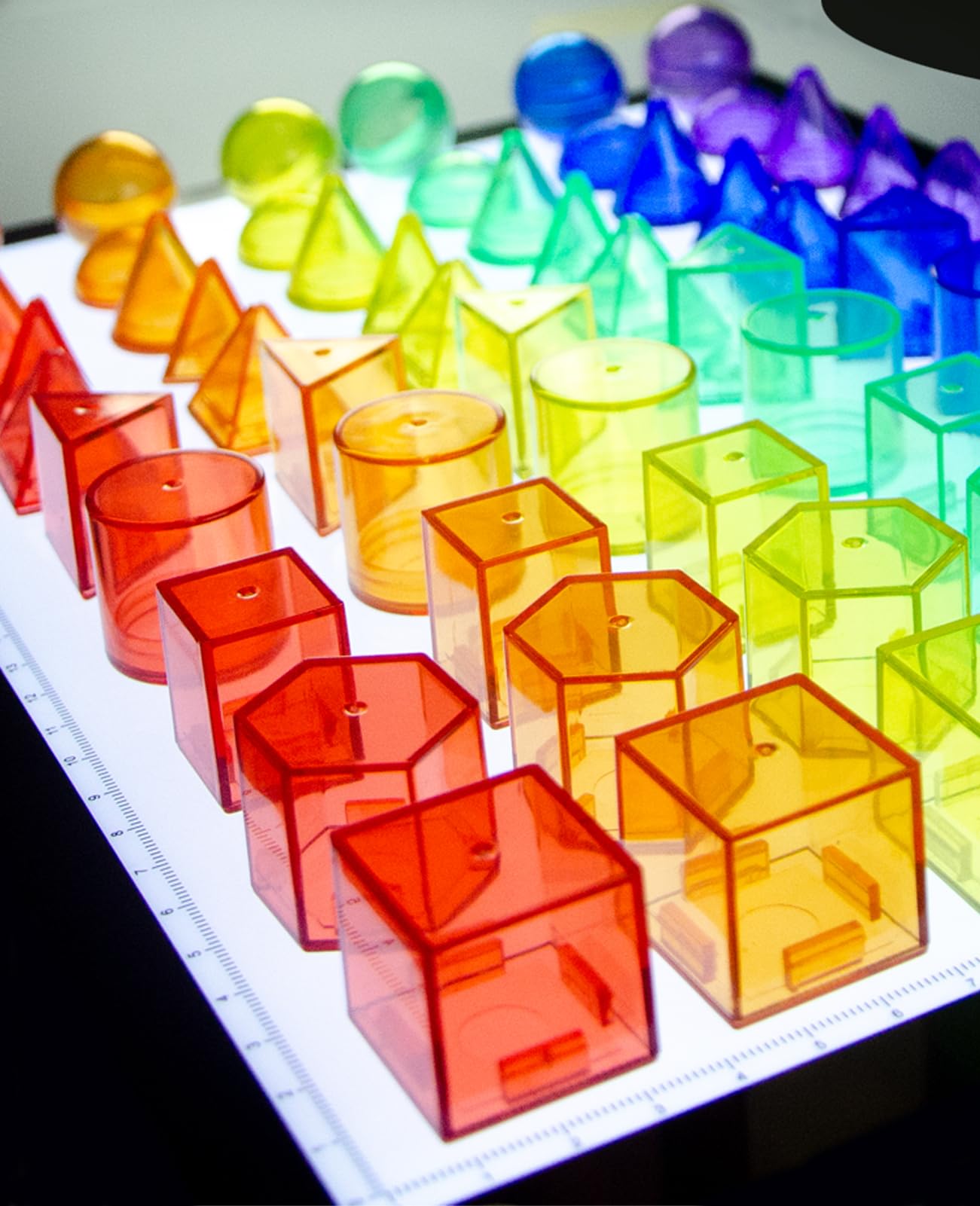 Joswisch 60 PCS 3D Shapes for Teaching, Geometric Solids - Geometric Shapes for Kids, Light Table Manipulatives, 3D Shapes Light Table Toys, Math Manipulatives for Classroom