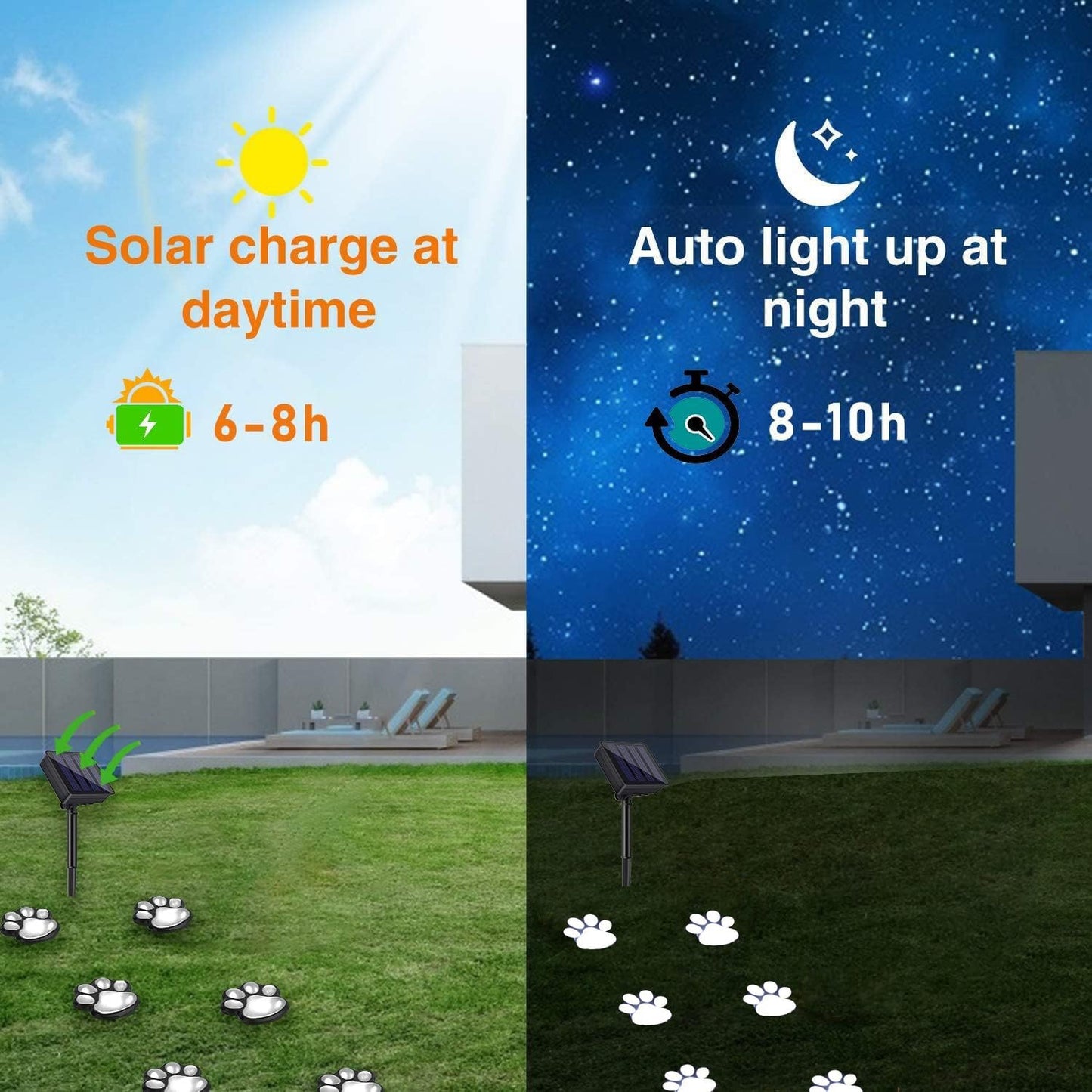 Paw Print Path Lights Garden Animal Statue Lantern Led Path 3" Light Lamp for Garden Patio Yard Decor Walkway Lighting
