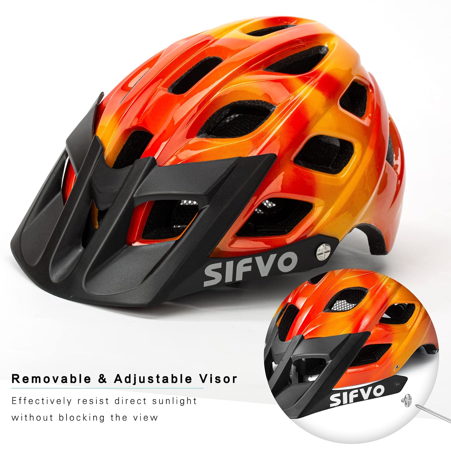 Kids Bike Helmet, SIFVO Kids Helmet Boys and Girls Bike Helmet with Cool Visor Bike Helmet Kids 6+, Youth Bike Helmet Kids Mountain Bike Helmet Lightweight and Sturdy（52-58cm）