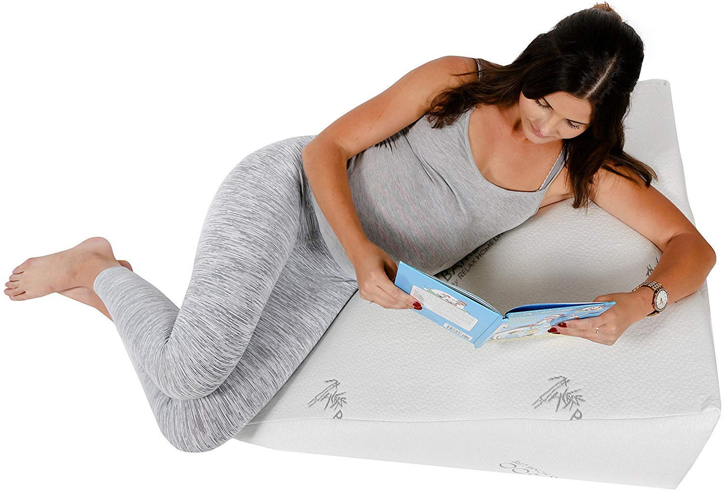 7.5 Inch Bed Wedge Pillow for Acid Reflux or Sleeping | 1.5 Inch Memory Foam Top with Stay Cool Cover | Incline Leg Elevation Pillows | Ideal for Gerd, Heartburn, and Snoring (30.5"Wx33"Lx12"H)