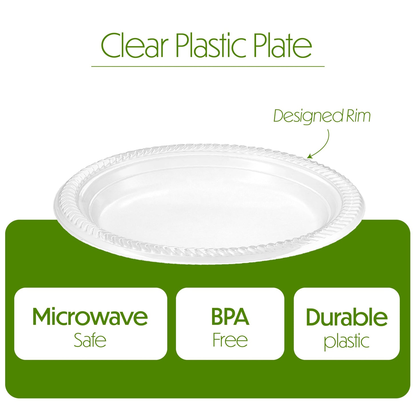 PLASTICPRO 160 Pack Clear Plastic Plates 9 Inch Bulk Pack Durable Disposable Plastic Dinner Plates for Parties Events BBQ
