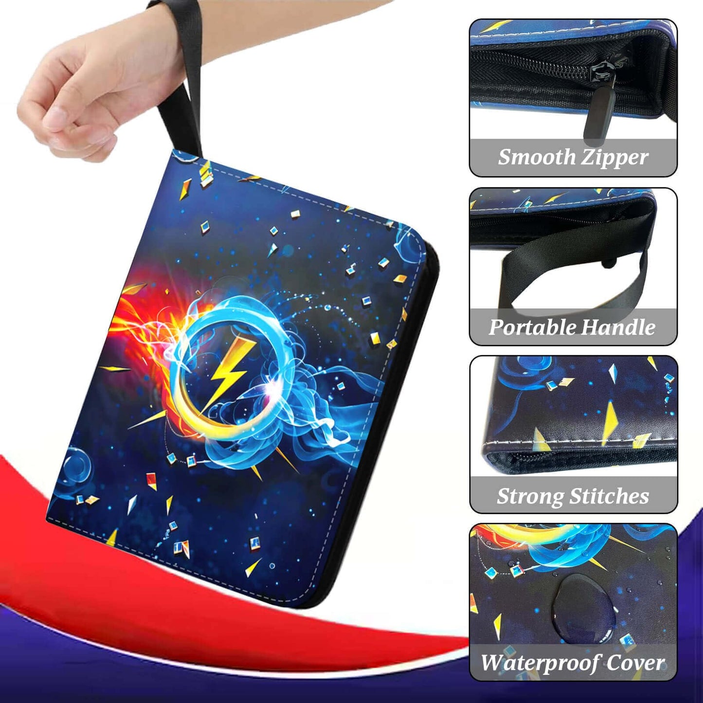 Karjiang 9-Pocket Card Binder, 900 Capacity Trading Card Binder with 50 Removable Pages for MTG, TCG Game Cards and Sports Cards Storage, Waterproof PU Leather Zipper Card Album (Cartable Carte)