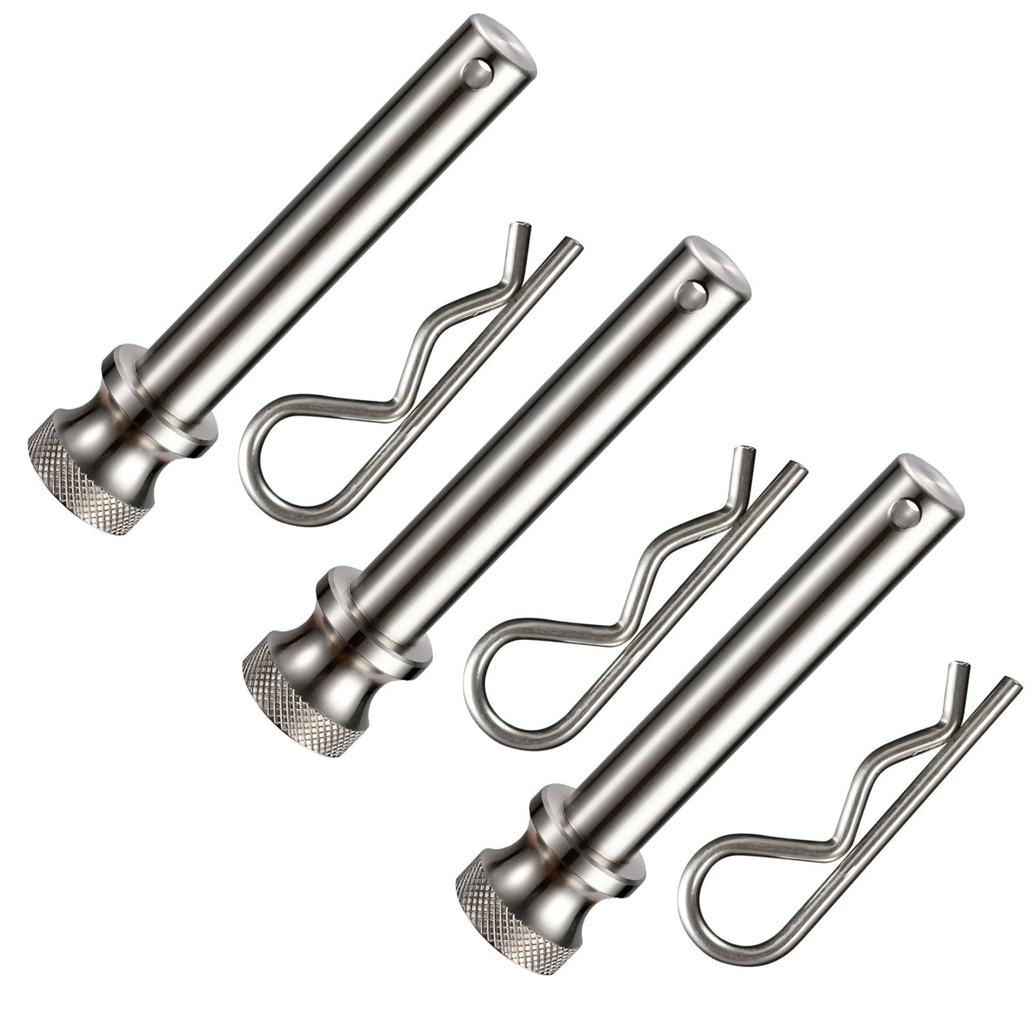 TOPSHINE Stainless Steel Trailer Hitch Pins and Clips, 5/8 Inch Diameter, Fit 2"&2.5" Receiver (3 Pack)