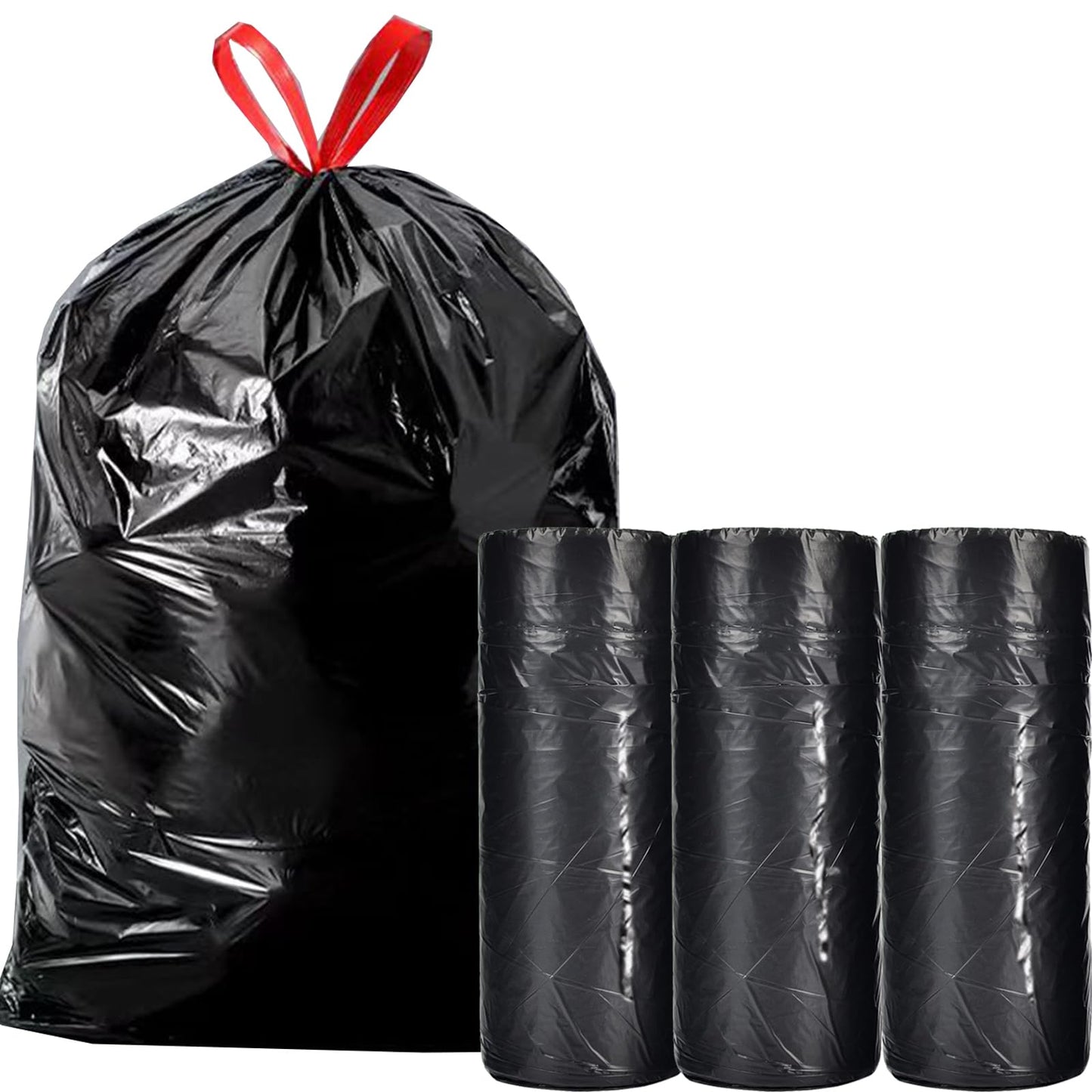 GoodFinely Large Black Trash Bags 20-21 Gallon Drawstring Garbage Bags,Measuring 28x 33.8 inches,Heavy Duty Plastic Garbage Bags for Household Kitchen Office Restaurant Thickened Stretchy