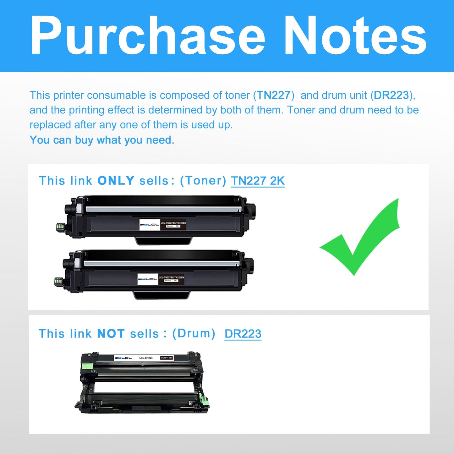 LCL Compatible Toner Cartridge Replacement for Brother TN227 TN-227 TN227BK TN-227BK for HL-L3210CW HL-L3230CDW HL-L3270CDW HL-L3290CDW MFC-L3710CW MFC-L3750CDW MFC-L3770CD DCP-L3510CDW (2-Pack)
