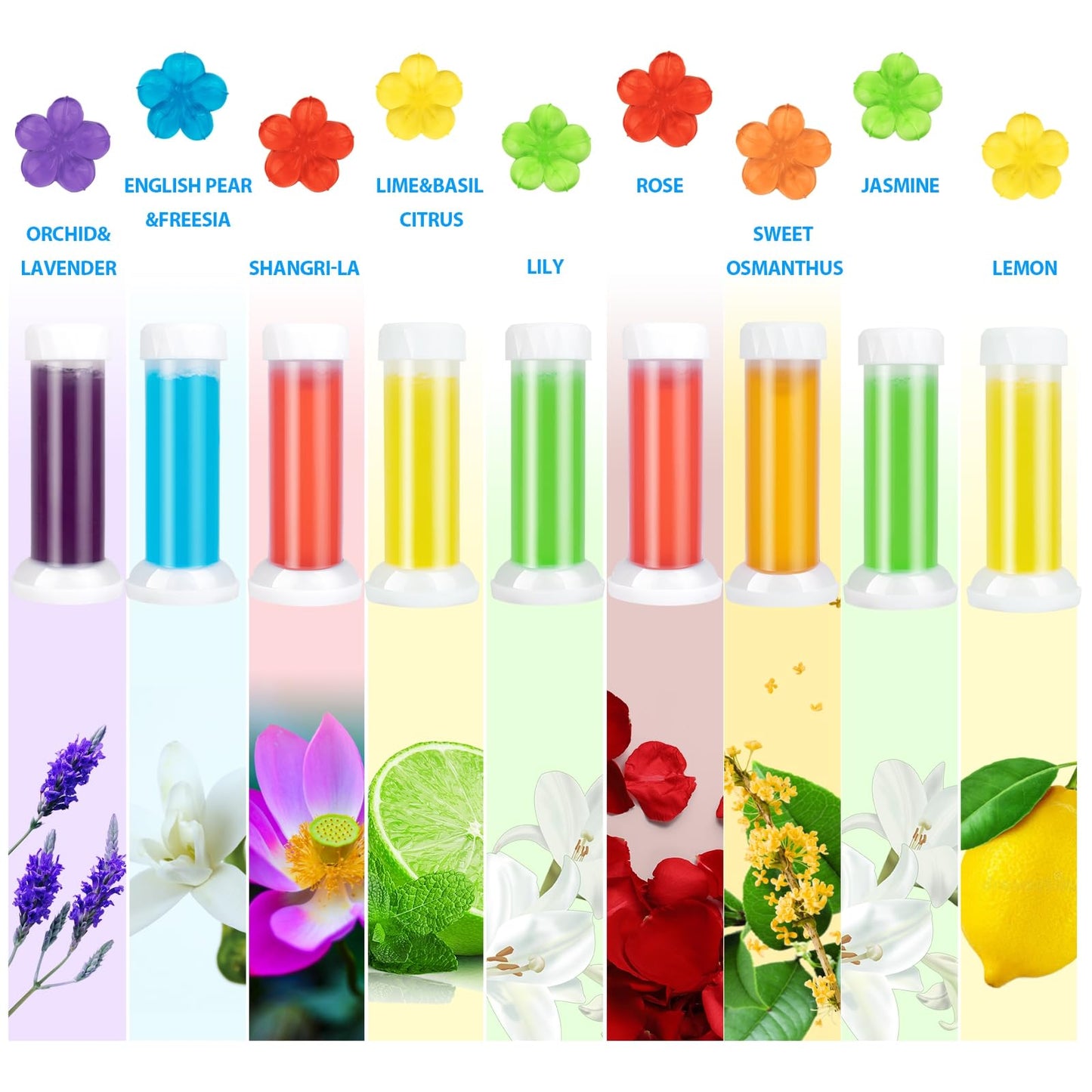 KILOSTEP Toilet Gel, 120 Count 9 Kinds Of Scent Toilet Gel Stamp Toilet Bowl Cleaners