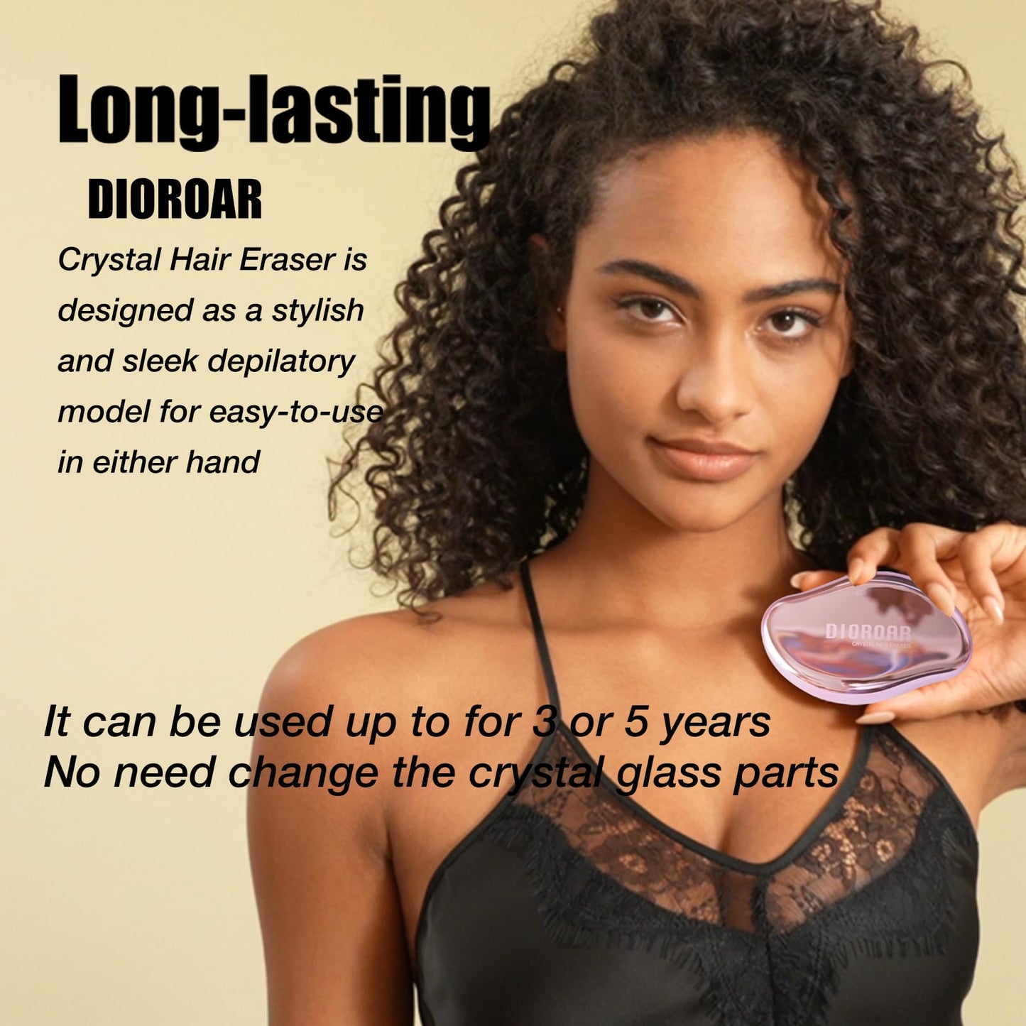 DIOROAR Crystal Hair Eraser,Upgrade Crystal Hair Remover,Physical Nano Glass Hair Removal Device,Painless Epilator and Exfoliator without Shaver for Quick Soft Silky Skin(Light Pink)
