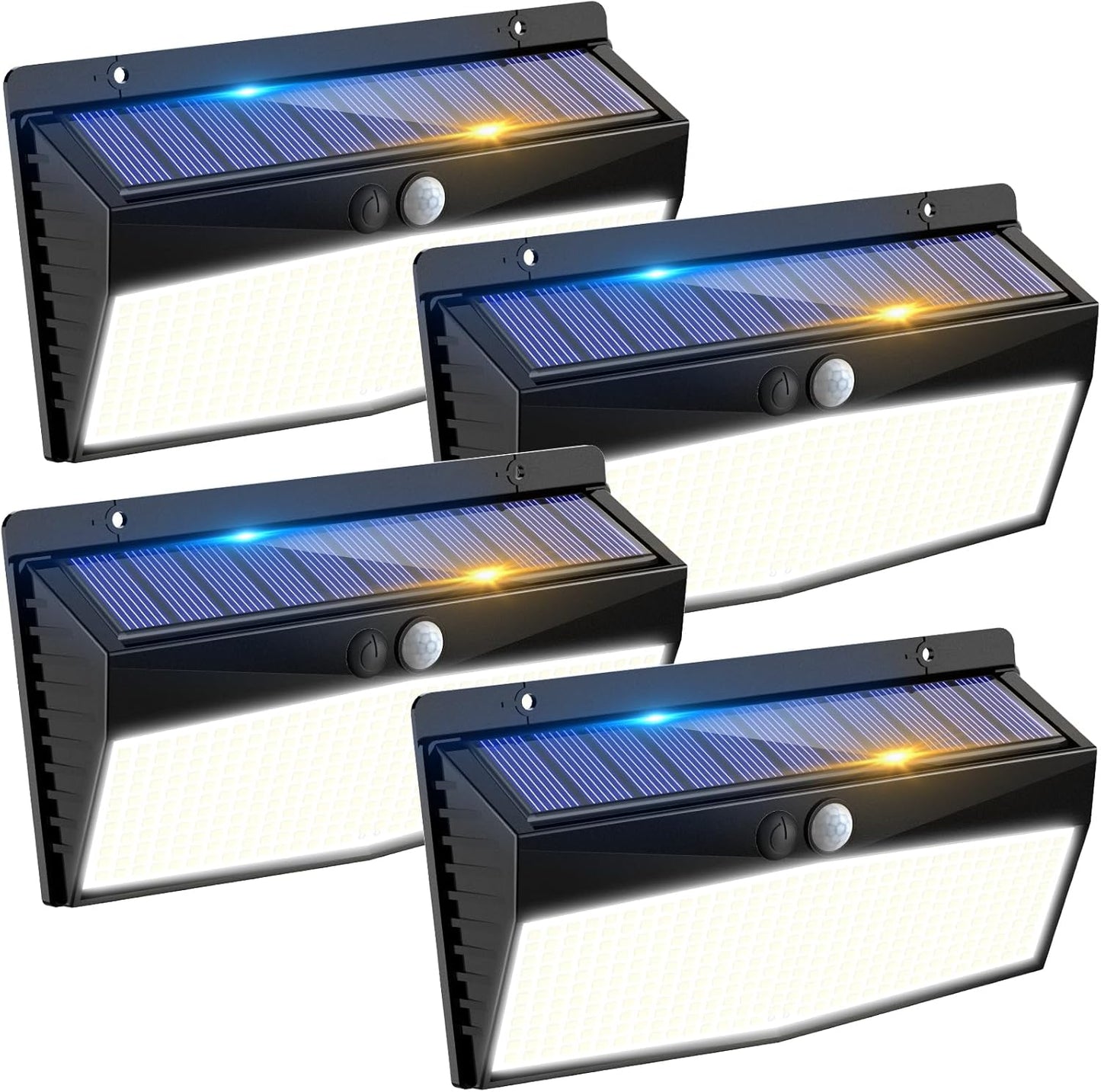 4 Pack Solar Lights Outdoor Motion Sensor, 368LED Super Bright Solar Powered Light with 3 Lighting Modes, IP65 Waterproof Wireless Solar Wall Lights Solar Security Lighting for Yard Garden Outside