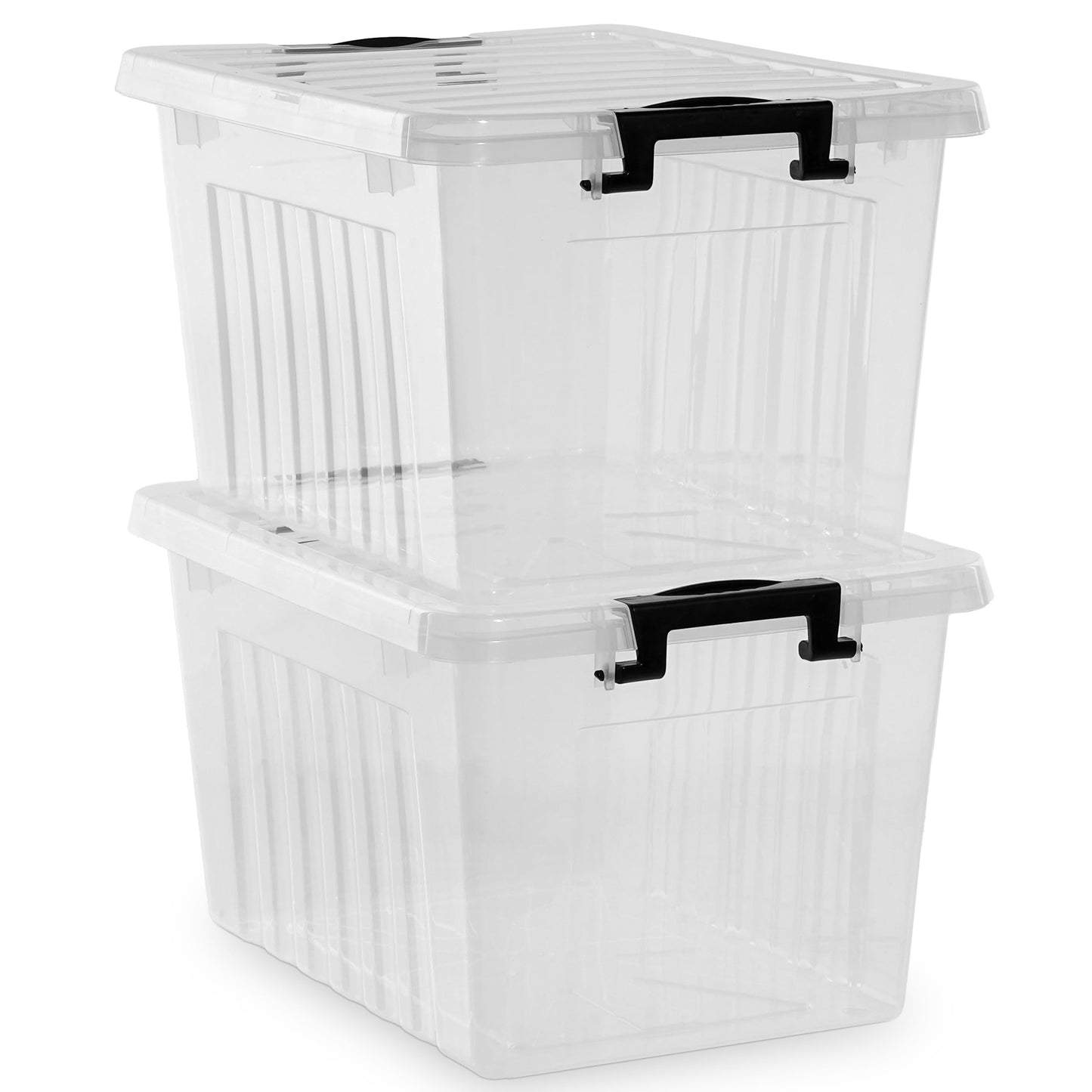 Citylife 24L Clear Plastic Storage Bins with Lids Stackable and Nestable Storage Boxes with Lids Large Plastic Storage Containers for Garage, Closet, Kitchen, 2 Packs
