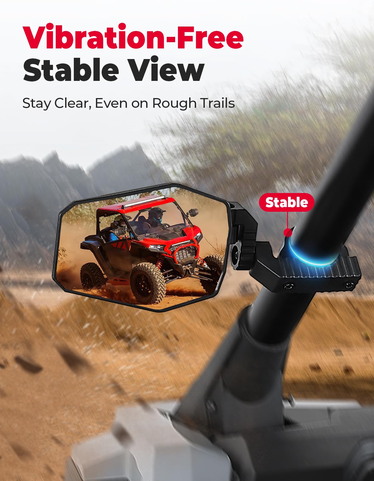 KEMIMOTO UTV Side Mirrors, UTV Mirrors for 1.65"-2" Roll bar, Adjustable Mirror Compatible with Polaris RZR, Can Am Maverick X3, Pioneer, Talon, Teryx, Gator, CFMOTO