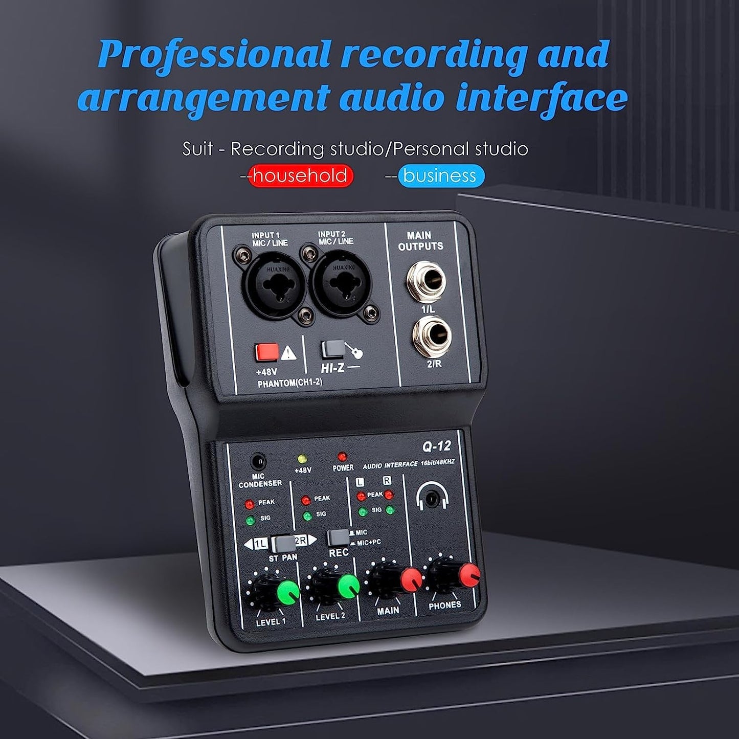 USB Audio Interface With +48V Phantom Power, 3.55m Microphone Jack for Recording, Podcasting and Streaming - Ultra-low Latency, Noise-Free XLR