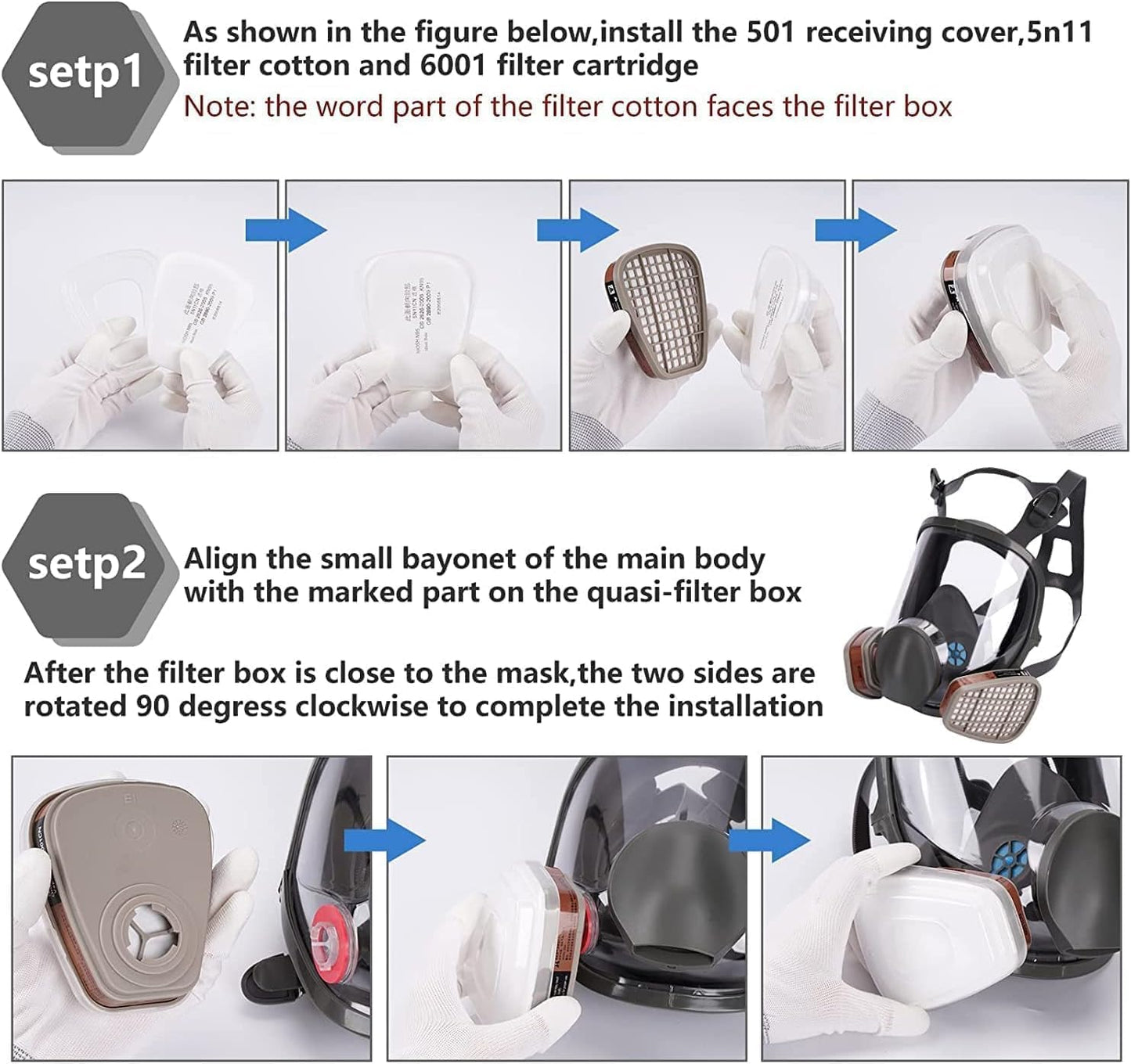 Wytcyic Reusable Full Face Respirator, Gas Cover Organic Vapor Mask and Anti-fog,Dust-proof Face Cover, for Painting, Mechanical Polishing, Logging, Welding and Other Work Protection