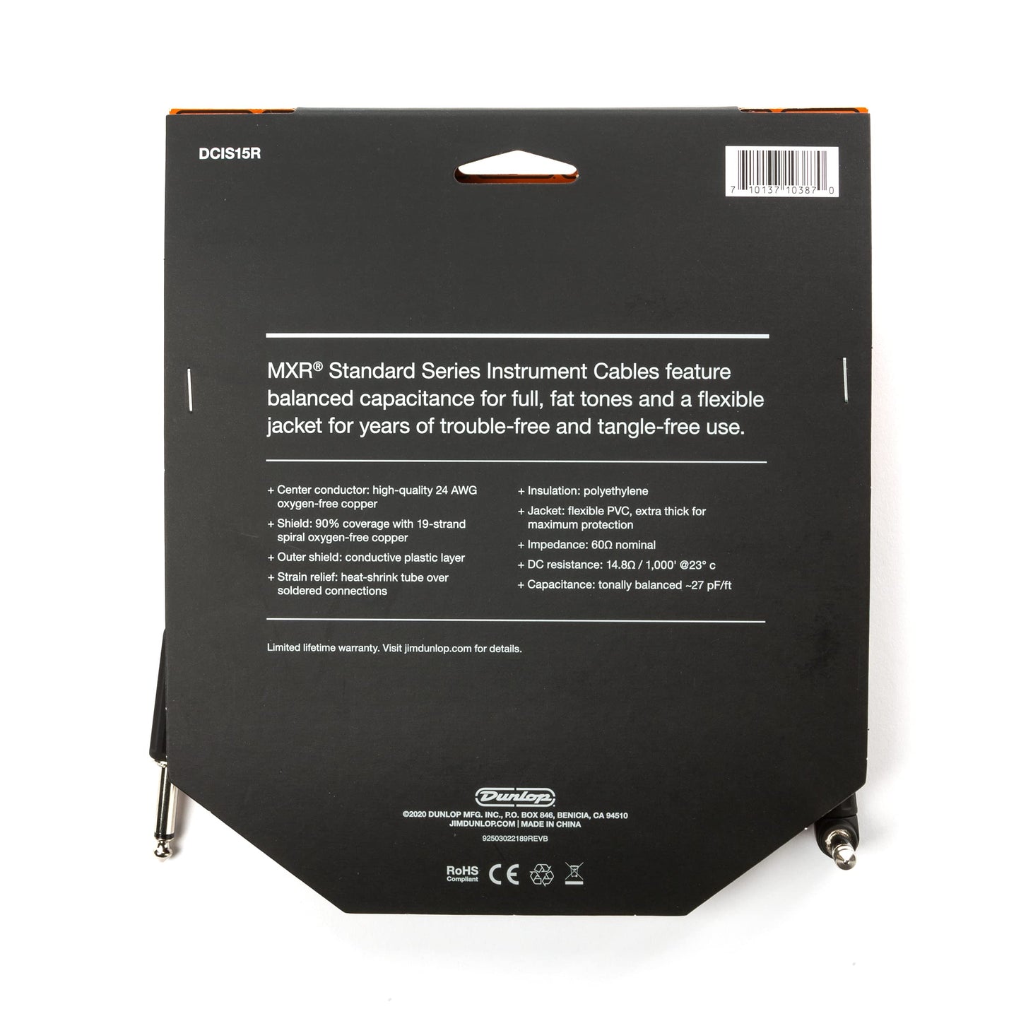 Dunlop MXR Instrument Cable (DCIS15R), 15FT