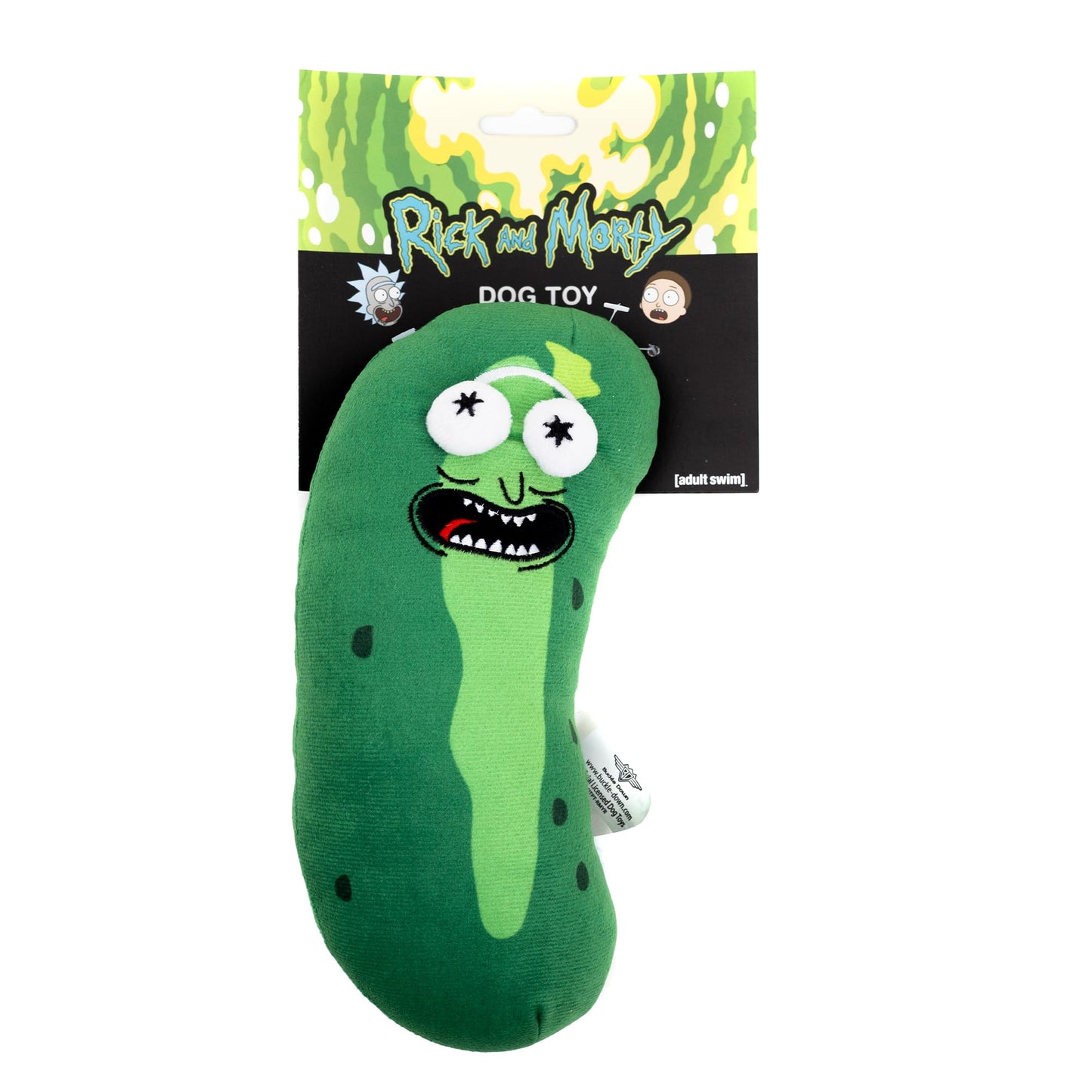Buckle-Down Dog Toy, Comedy, Plush Squeaker Rick and Morty Pickle Rick Greens, DTPT-RMYR 10" x 3"