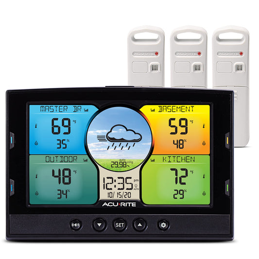 AcuRite 02082M Home Temperature and Humidity Station with 3 Indoor/Outdoor Sensors, Full Color