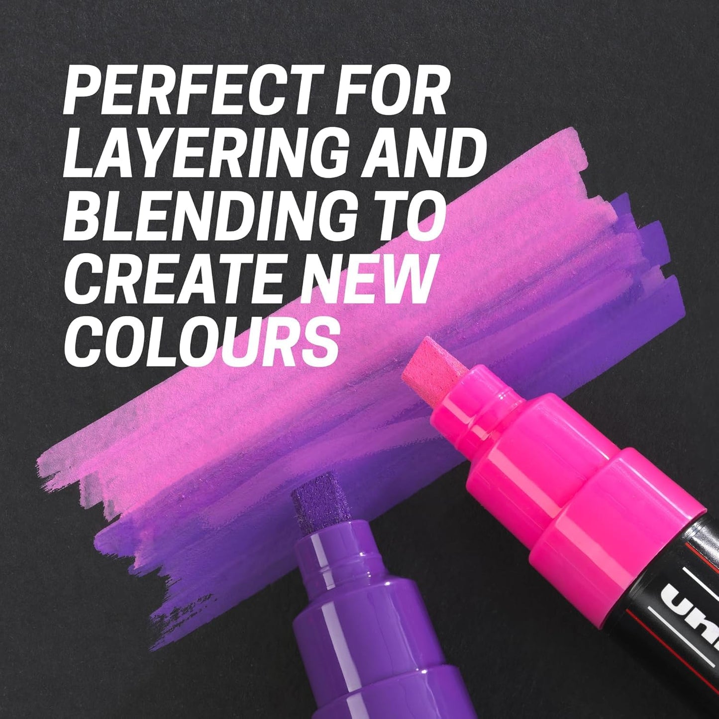 Posca PC-3M Water Based Permanent Marker Paint Art Pen - Professional 12 Pen Set - Extra Black + White