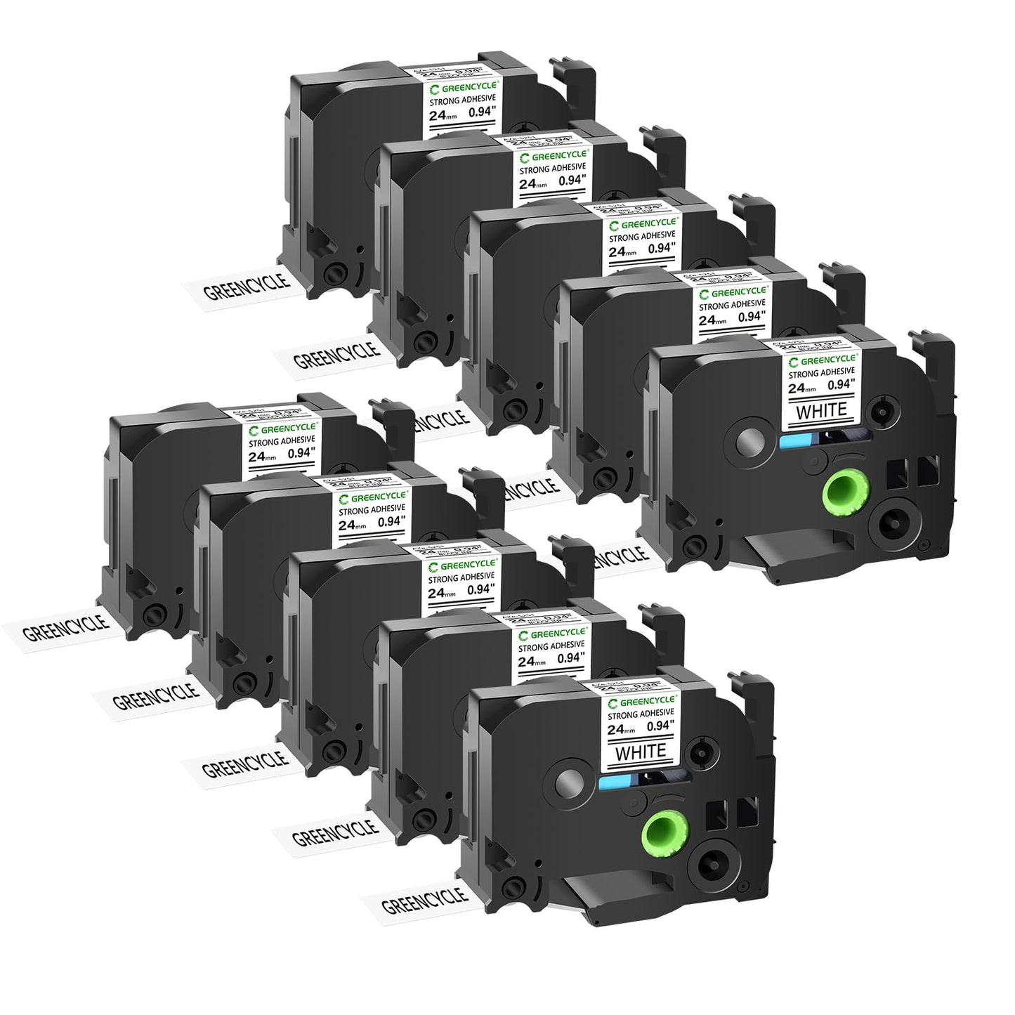 GREENCYCLE 10PK Extra Strength Adhesive Black on White Label Tape Compatible For Brother TZE-S251 TZ-S251 TZeS251 ,1/0.94Inch , PT-2730 Labeling Maker (10PK S251)