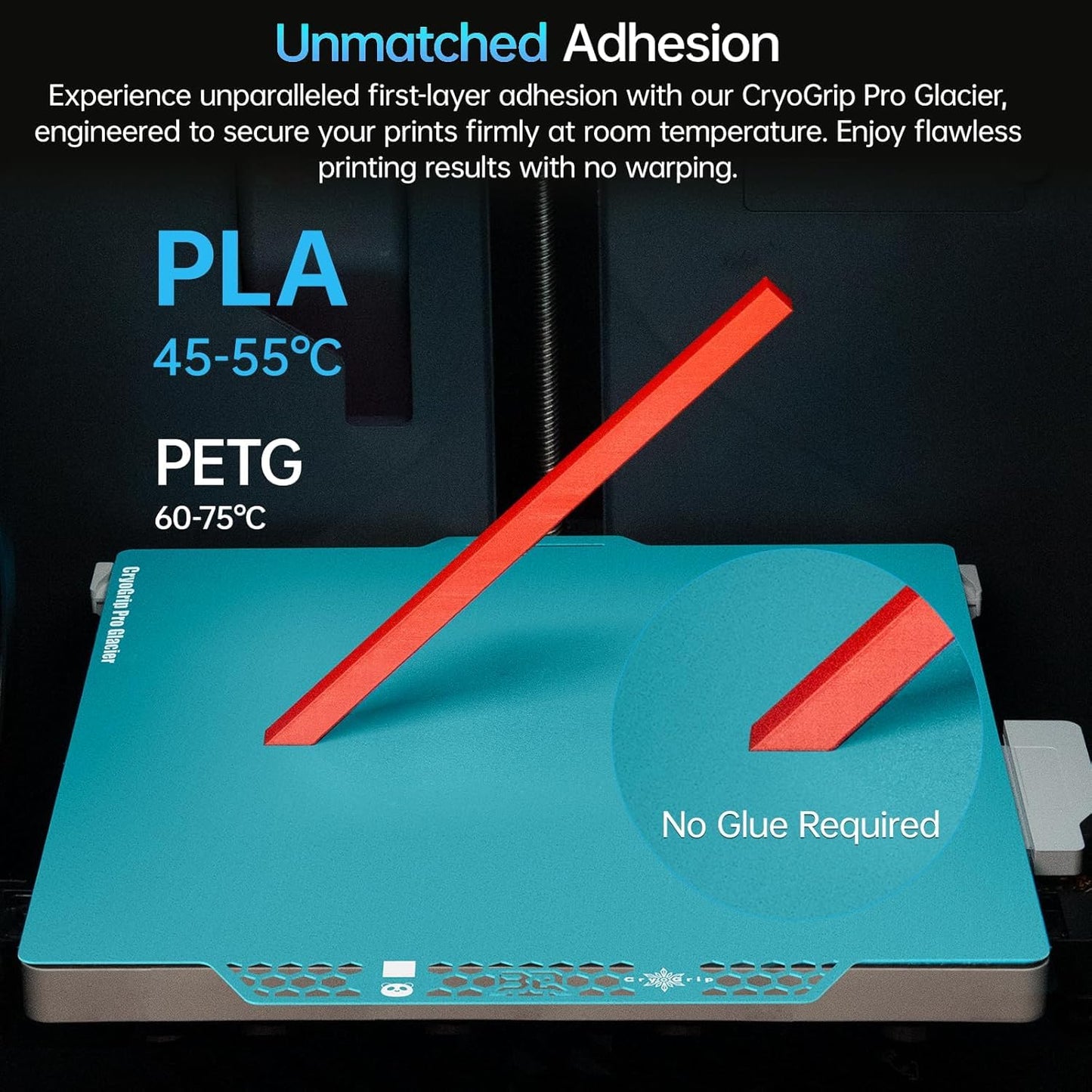 CryoGrip Pro Glacier for Bambu-Lab P1P/P1S/X1C/X1E/A1 3D Printers 257x257MM Panda BuildPlate Double Sided Fine Textured Spring Steel Sheet