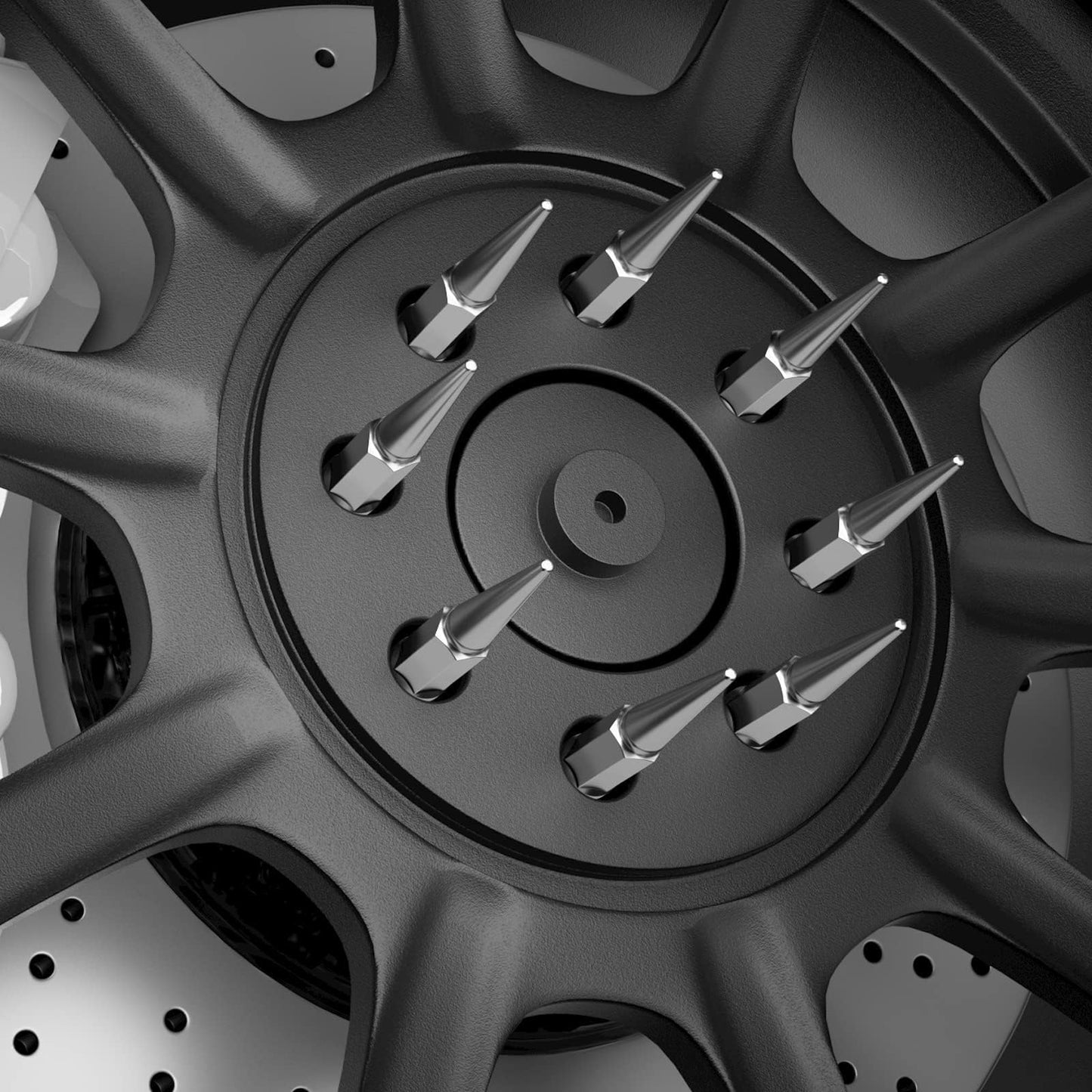 Dynofit 9/16-18 Spiked Lug Nuts, 32x Chrome Spike Lugnuts with 1 Socket Key for Dodge Ram 1500 2500 3500 1994-2011, One-Piece Design Wheel Spike Nuts for F250 F350 1988-1998 6&8 Lug Truck Pickup