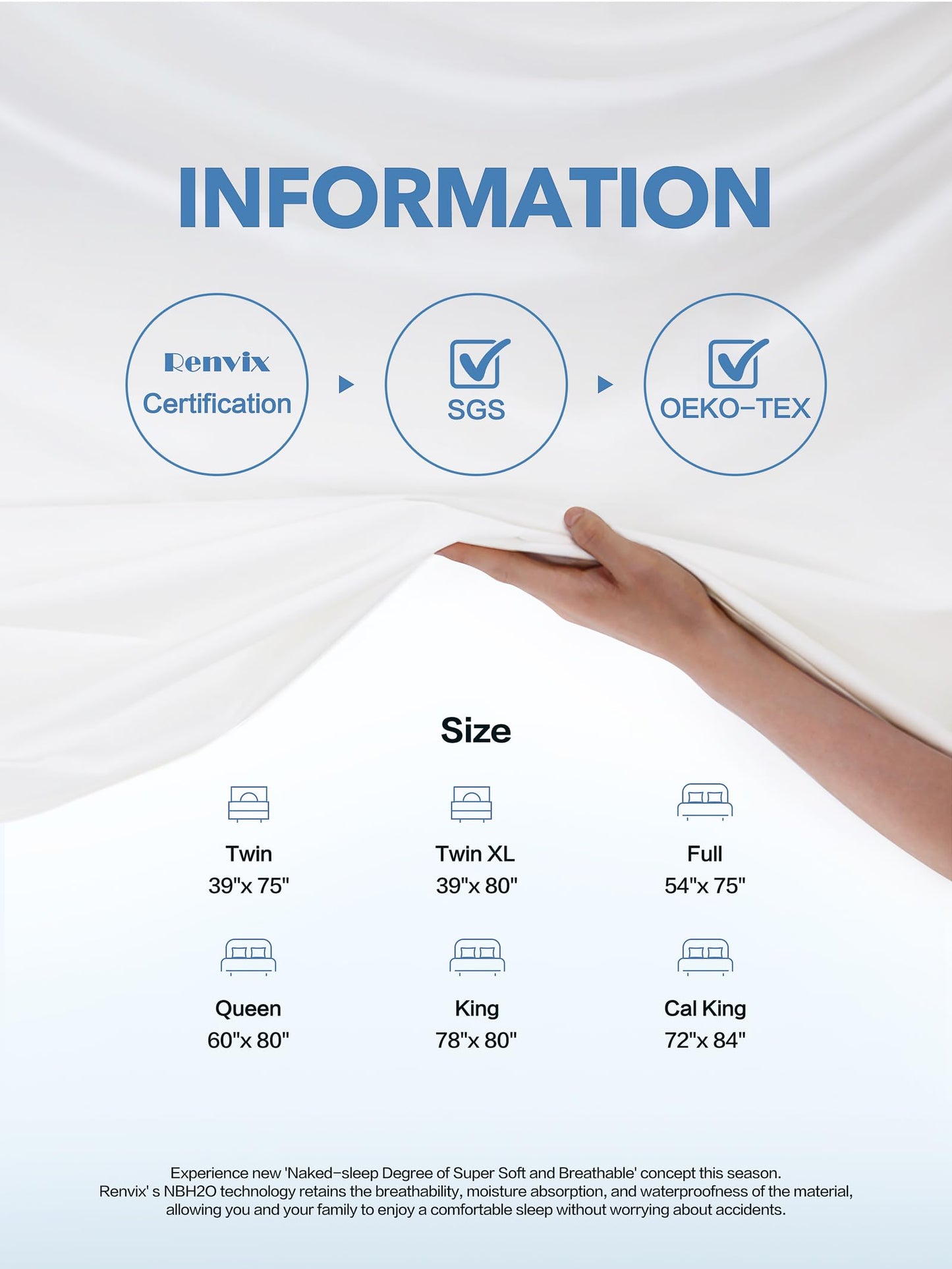 100% Waterproof Mattress Protector King Size, Premium Viscose from Bamboo Mattress Pad Ultra Soft Breathable, Noiseless Mattress Cover Fitted 8"-21" Deep Pocket