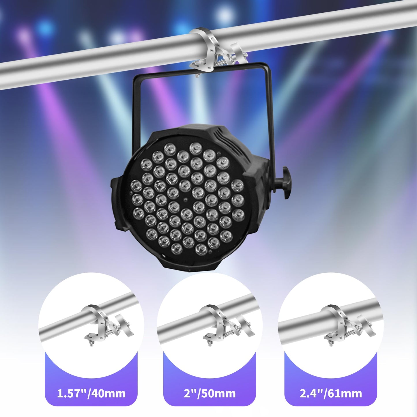 YEUIKERR 6 Pack Truss Clamp 1.57-2.4 Inch Stage Lighting Clamps Heavy Duty DJ Light Clamps Aluminum Alloy lighting C-Clamp Fit for 40-61 mm OD Tube/Pipe