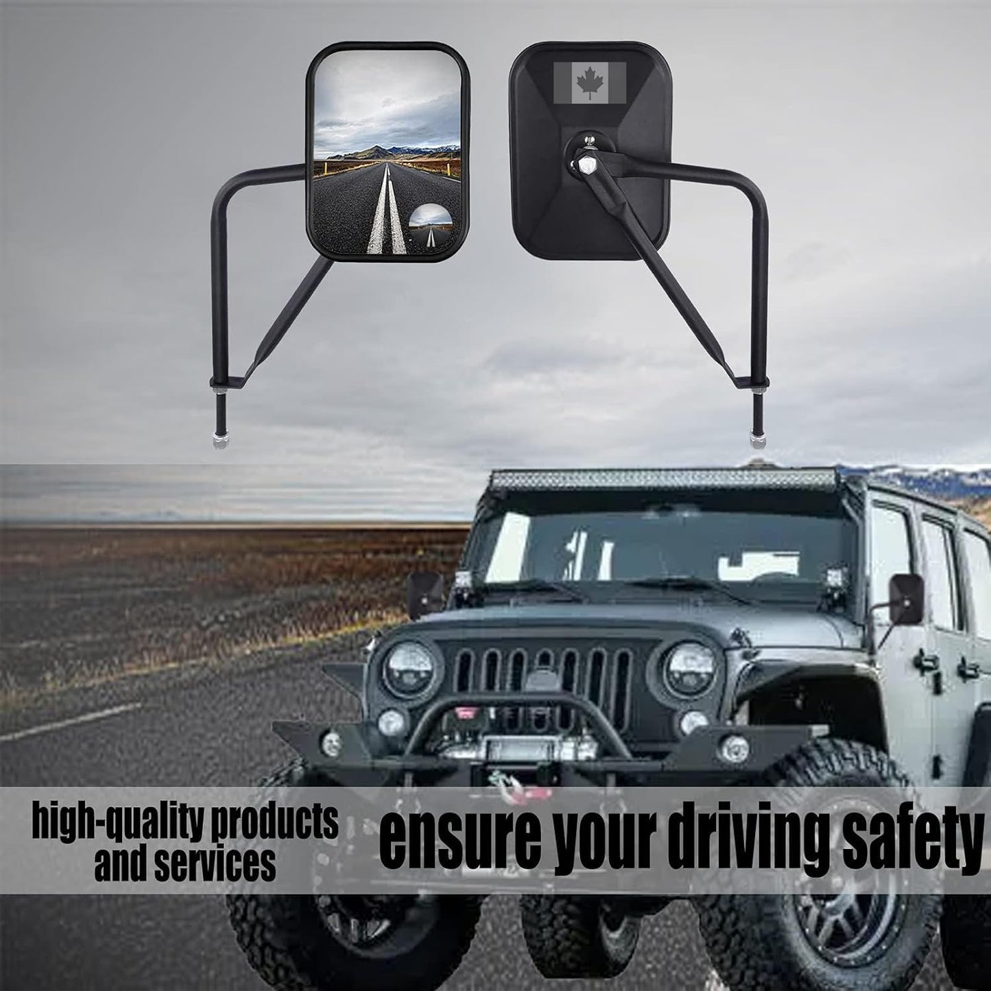 MKING Doors Off Mirror,Side Mirrors for Compatible With Jeep Wrangler CJ YJ TJ JK JL & Unlimited, Anti-Shake Quicker Install with Blind Spot Mirror Wide Angle.