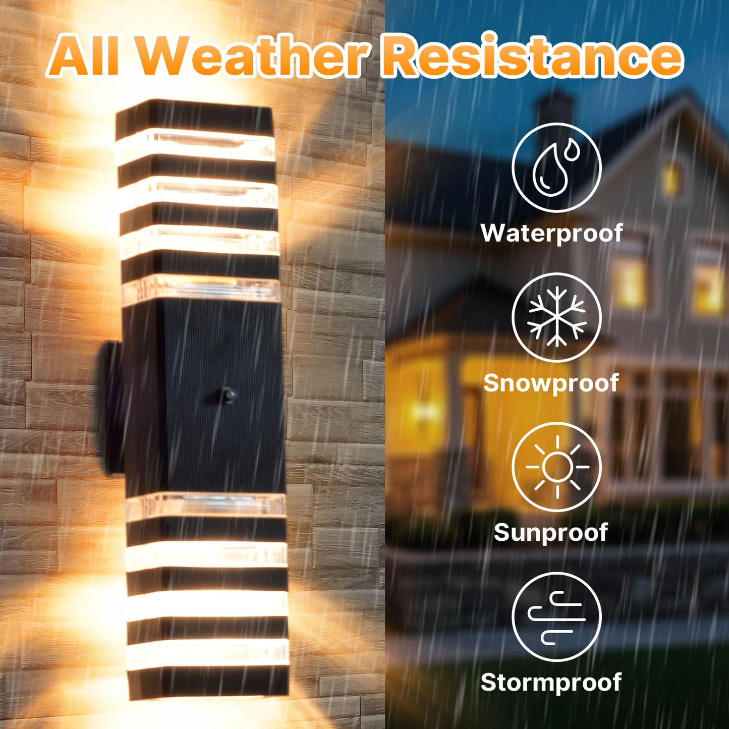 futxnziey 2 Pack Dusk to Dawn Outdoor Wall Lights, Modern Black Exterior Wall Sconce, Waterproof Aluminum Up and Down Outdoor Porch Lights, Square Outside Wall Lights for Porch Patio Garage