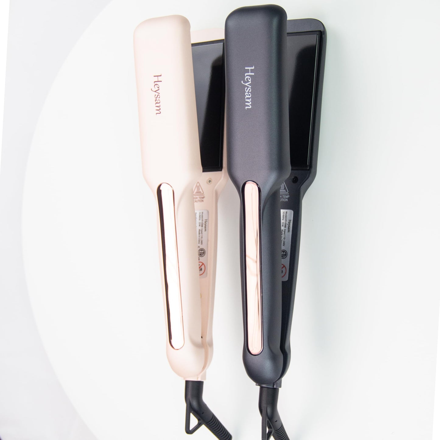 Heysam Flat Iron Hair Straightener for Women, Graphene Titanium Ceramic Plates 1.6 Inch Wide, Pink Flat Iron Dual Voltage Hair Straightener and Curler 2-in-1, LCD Temperature Display, 30S Fast Heating