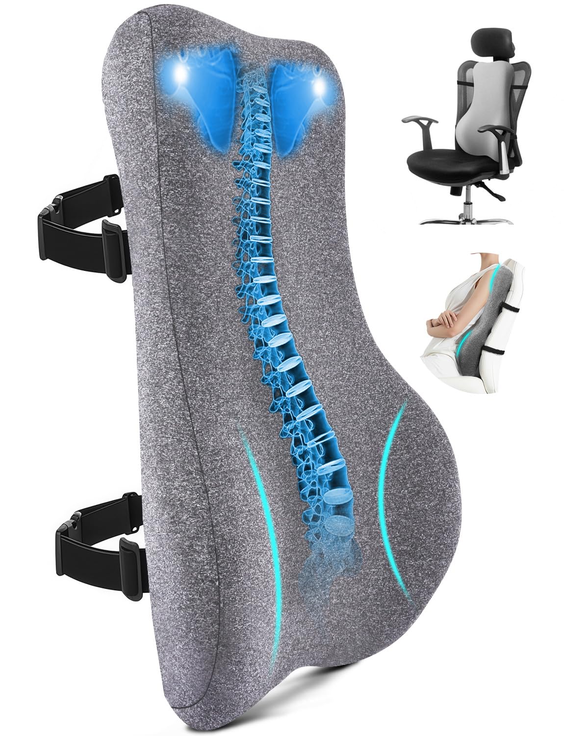24'' Tall Back Support Pillow Fully Support Entire Back and Shoulder for Pain Relief and Comfort, Memory Foam Back Cushion for Back Rest, Ideal for Executive Office Chair, Computer & Gaming Chair