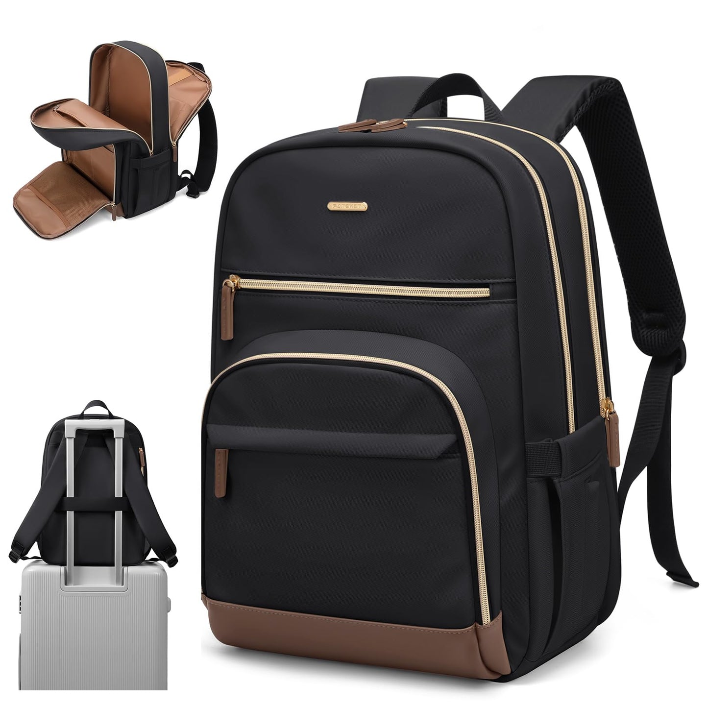 TENSTAR Laptop Backpack for Women, Computer Backpack Fit 16 Inch Notebook, Large Capacity College Backpack Bookbag Water-Resistant Casual Daypack for Travel, Black