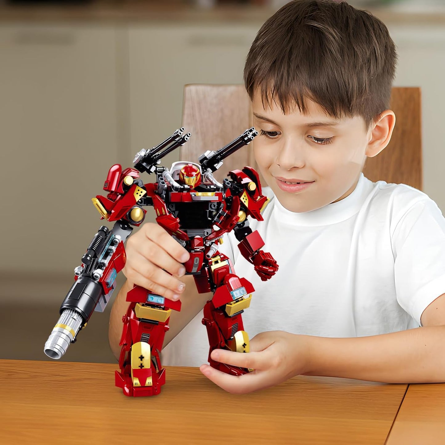 HIGH GODO Mech Robot Transforming Building Blocks Set for Adults,City Warrior Justice Hero Soldier Mech Model Building Kit, Cool Creative Robots Toys Gift for Teens Boys, 588 PCS