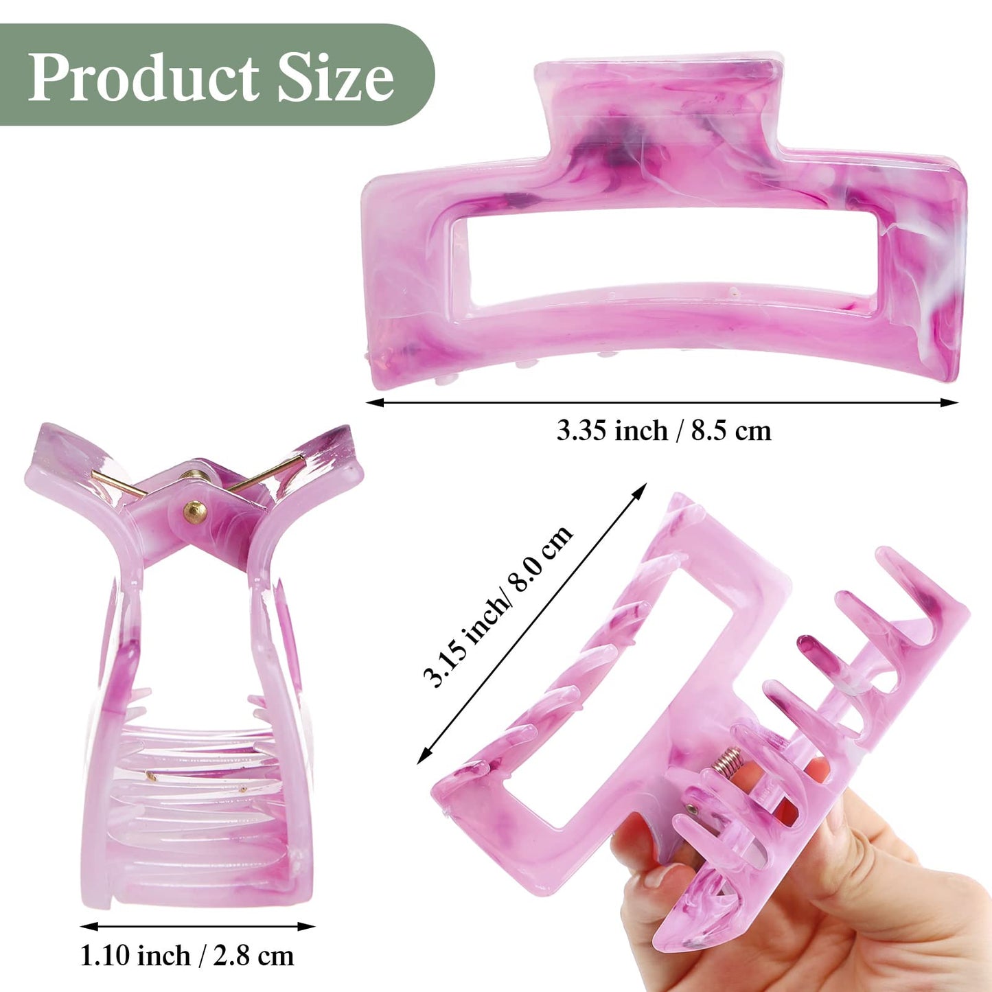 Cindeer 64 Pcs Medium Hair Claw Bulk Hair Clips Set Rectangle Claw Clips Matte Thin Clamps Accessories for Women Girls for Thick(3.35 Inch,Multicolor)